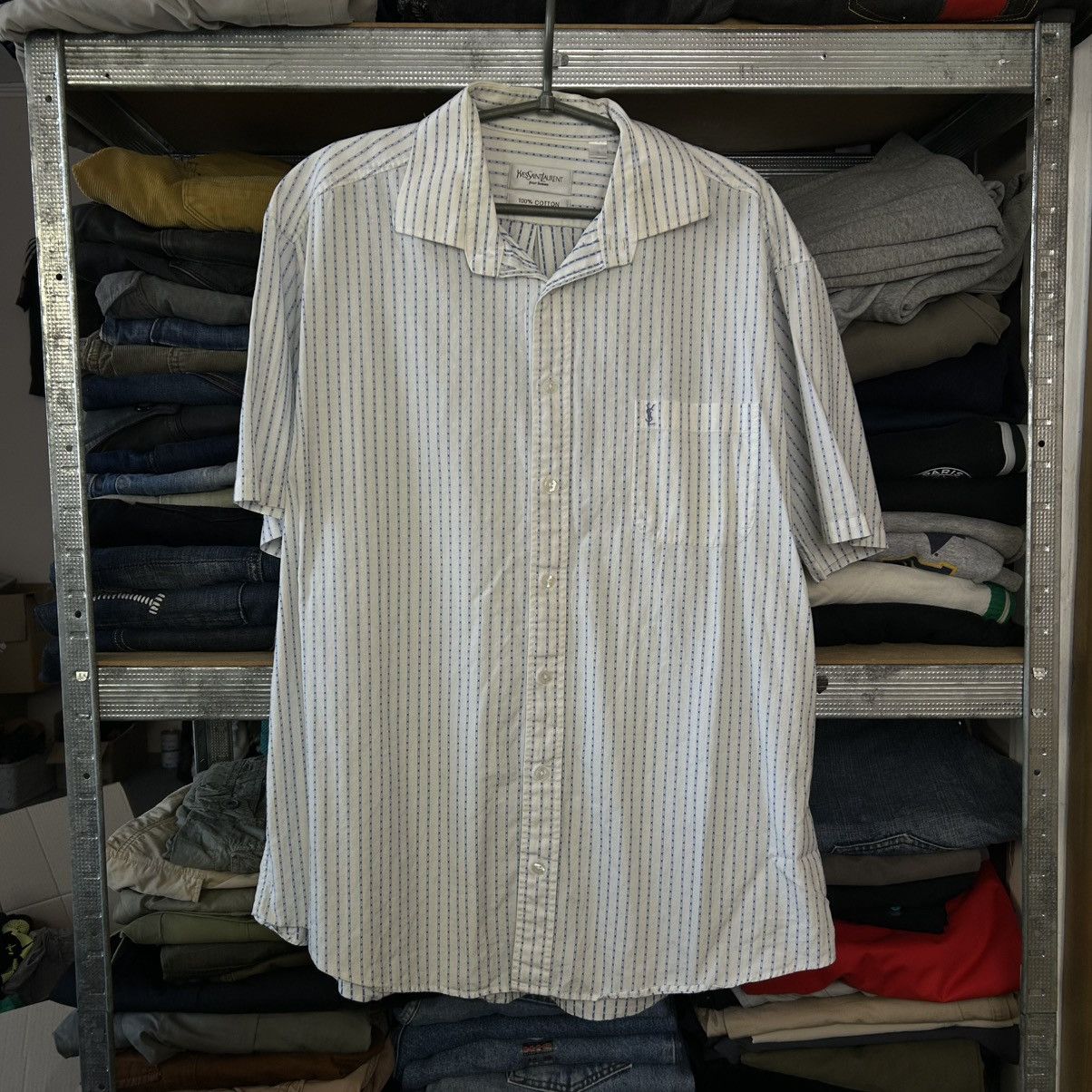 Yves Saint Laurent Luxury Yves Saint Laurent Small Logo Basic Button up shirt Size US XL / EU 56 / 4 - 1 Thumbnail