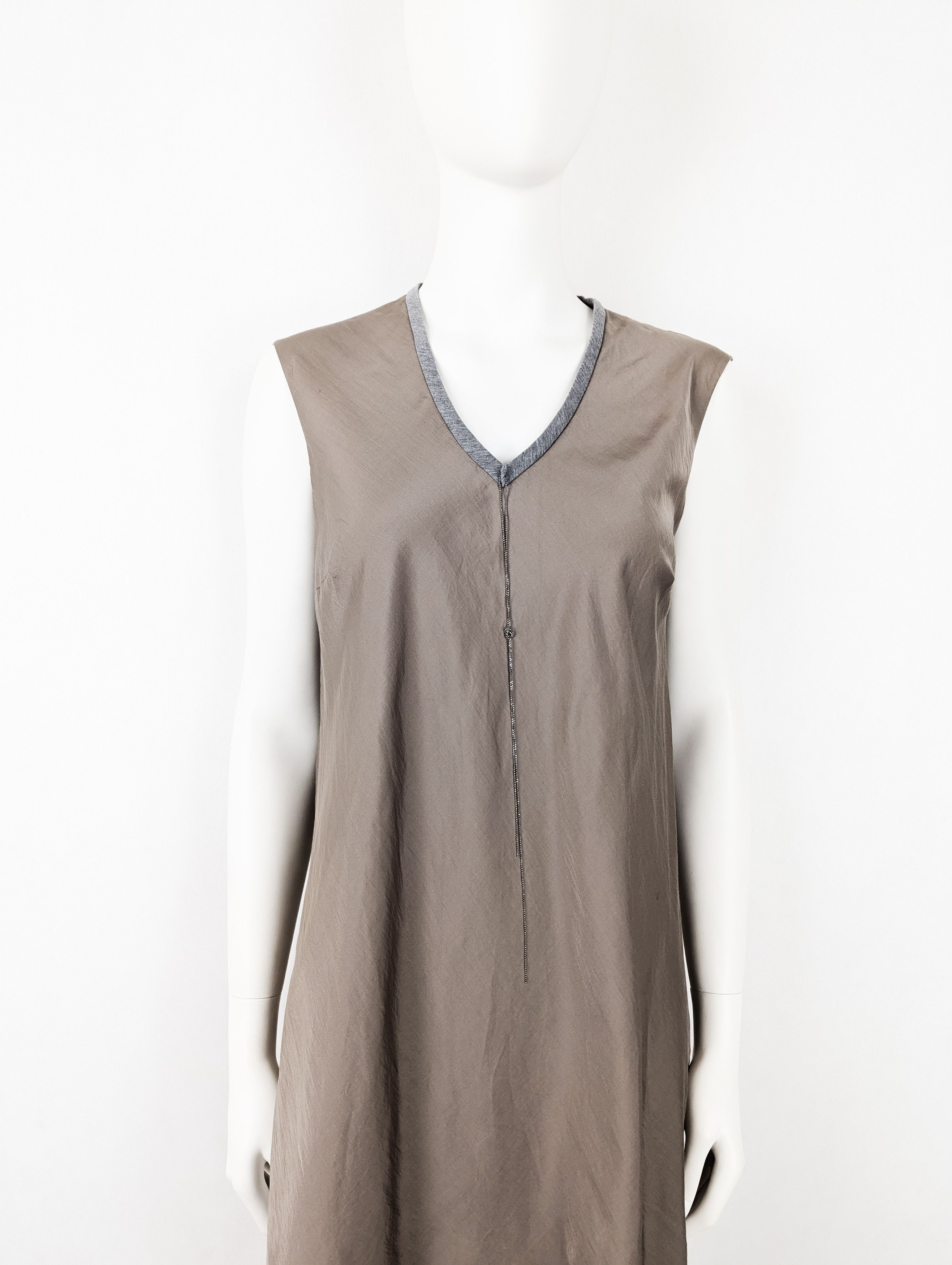 Brunello Cucinelli Brunello Cucinelli grey silk dress Size L / US 10 / IT 46 - 2 Thumbnail