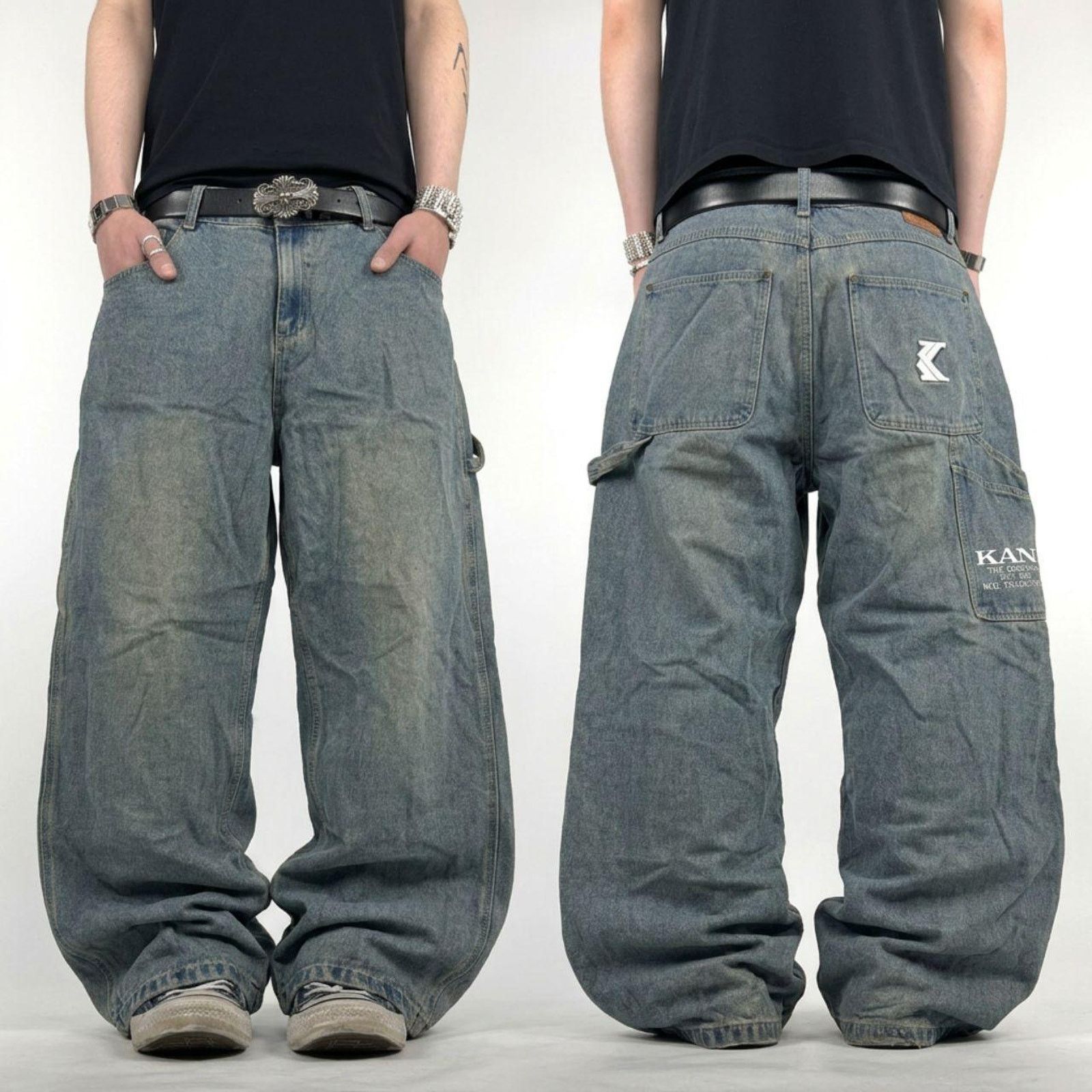 Vintage y2k mud wash grunge archive baggy wide leg jeans