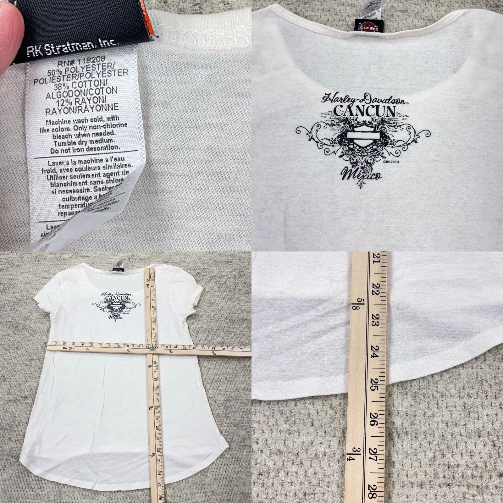 Harley Davidson Harley-Davidson Shirt Women Medium White Graphic Print Logo All Over Wings Womens Size M / US 6-8 / IT 42-44 - 8 Thumbnail