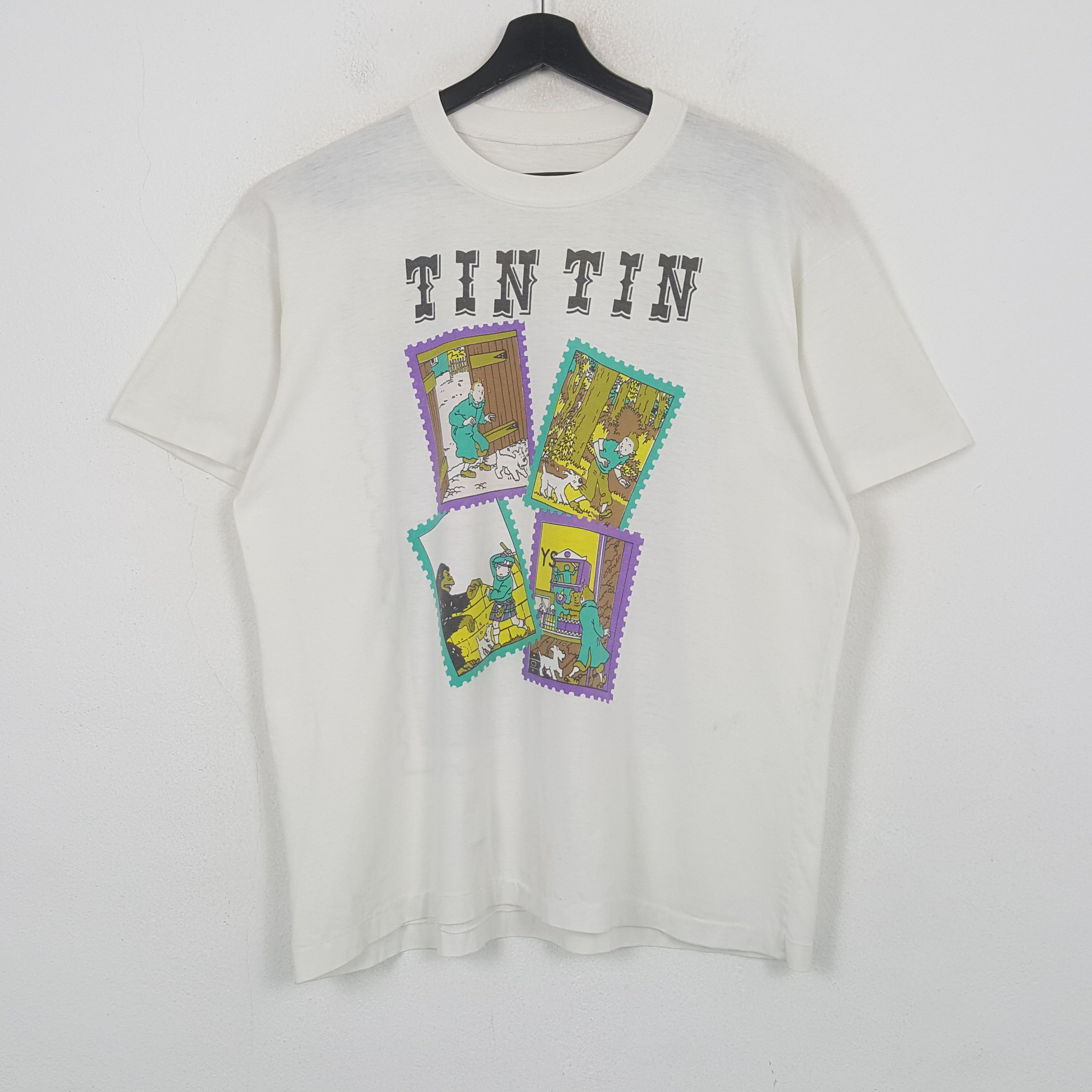 Vintage Adventure Of Tintin Cartoon Tshirt C294N75 Size US XL / EU 56 / 4 - 1 Thumbnail