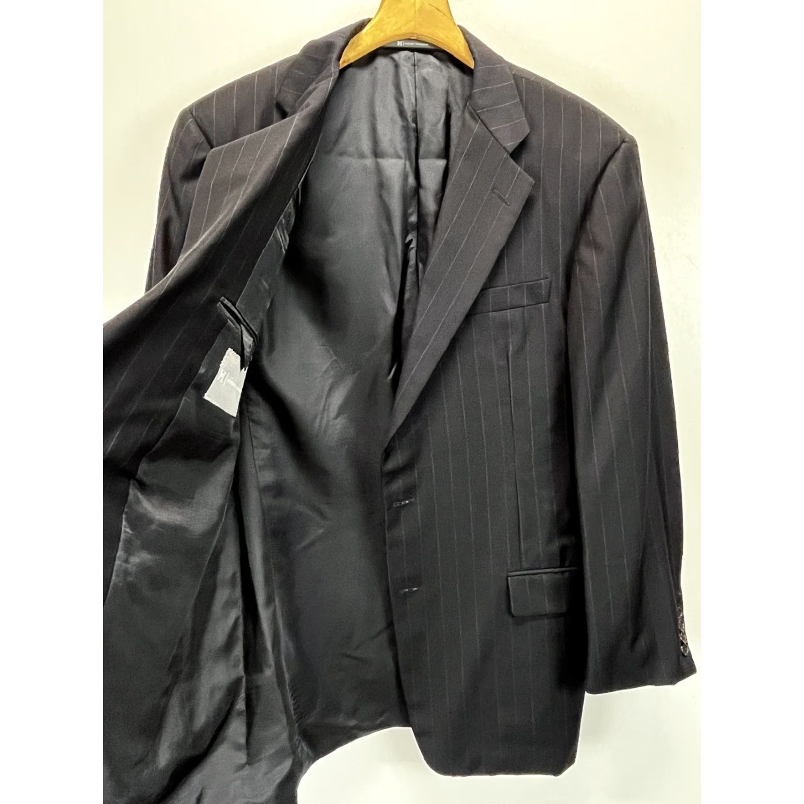 Loro Piana Hickey Freeman Loro Piana Men's Navy Striped 100% Wool Blazer 40R Mens Size 40R - 4 Thumbnail