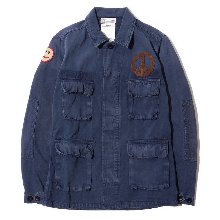 image of Visvim Kilgore Jkt Kapala Dmgd in Navy, Men's (Size Small)