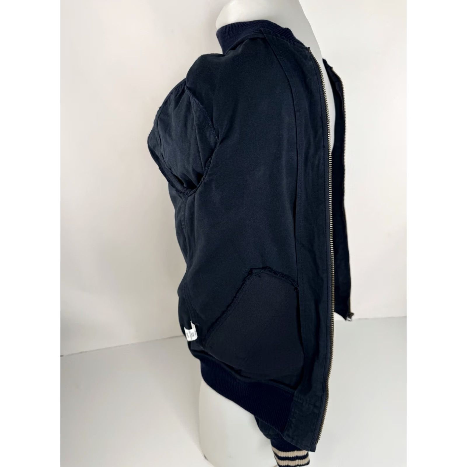 Wallace & Barnes WALLACE & BARNES - Mens XS Jacket Trucker Varsity Distressed Cotton Blue Zip Shirt Adventure style? Size US XS / EU 42 / 0 - 6 Thumbnail