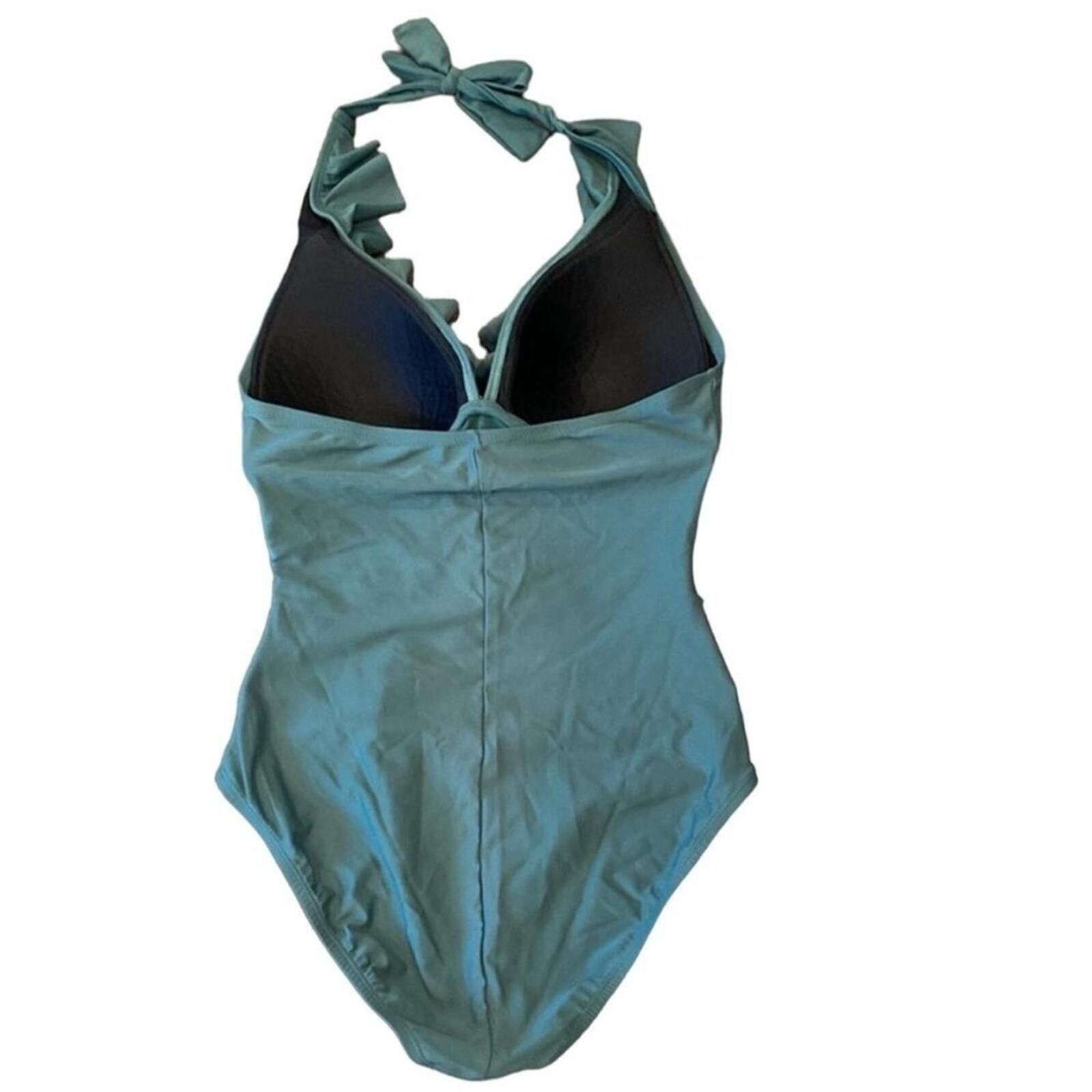 The Unbranded Brand Ruffled Halter One-Piece Swimsuit in Teal Blue Size ONE SIZE - 3 Thumbnail