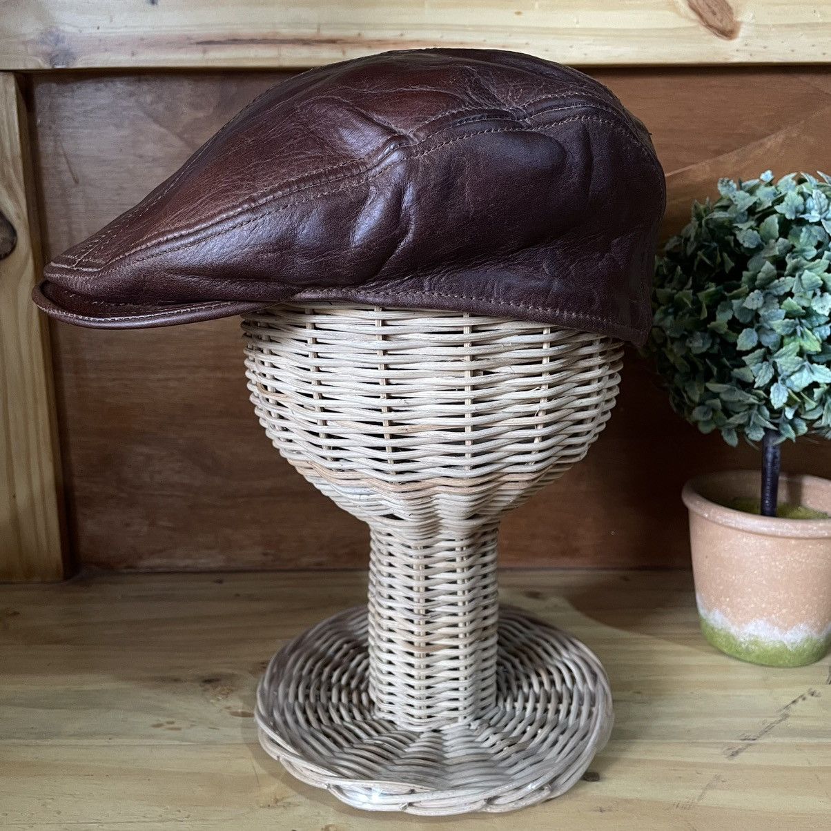 Other Vintage Ivy Gatsby Leather Flap Cap Size ONE SIZE - 3 Thumbnail