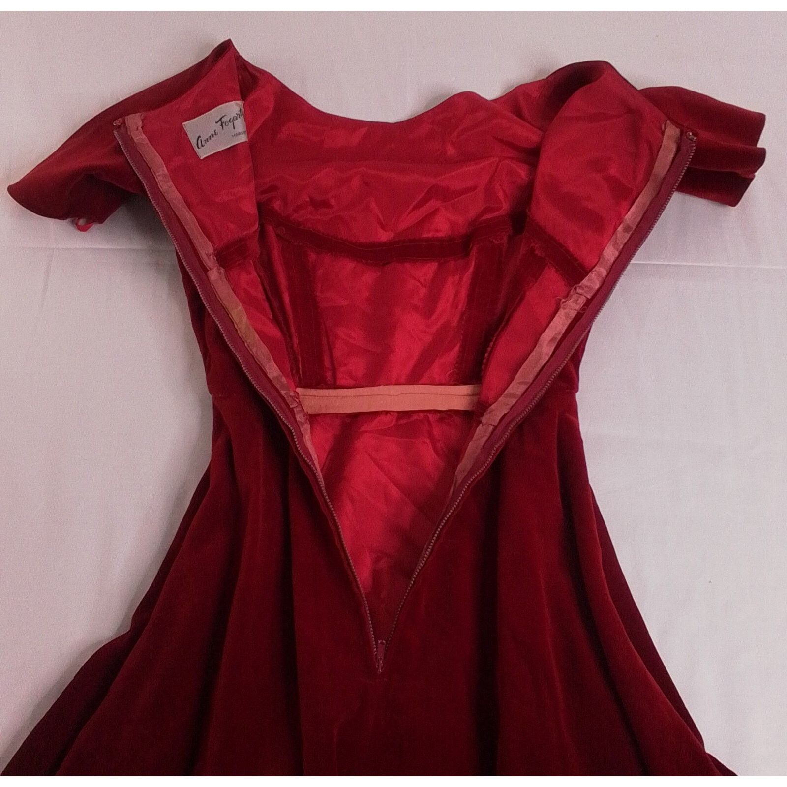Other Anne Fogarty Vintage Dress Women's Red Velvet Size S / US 4 / IT 40 - 5 Thumbnail