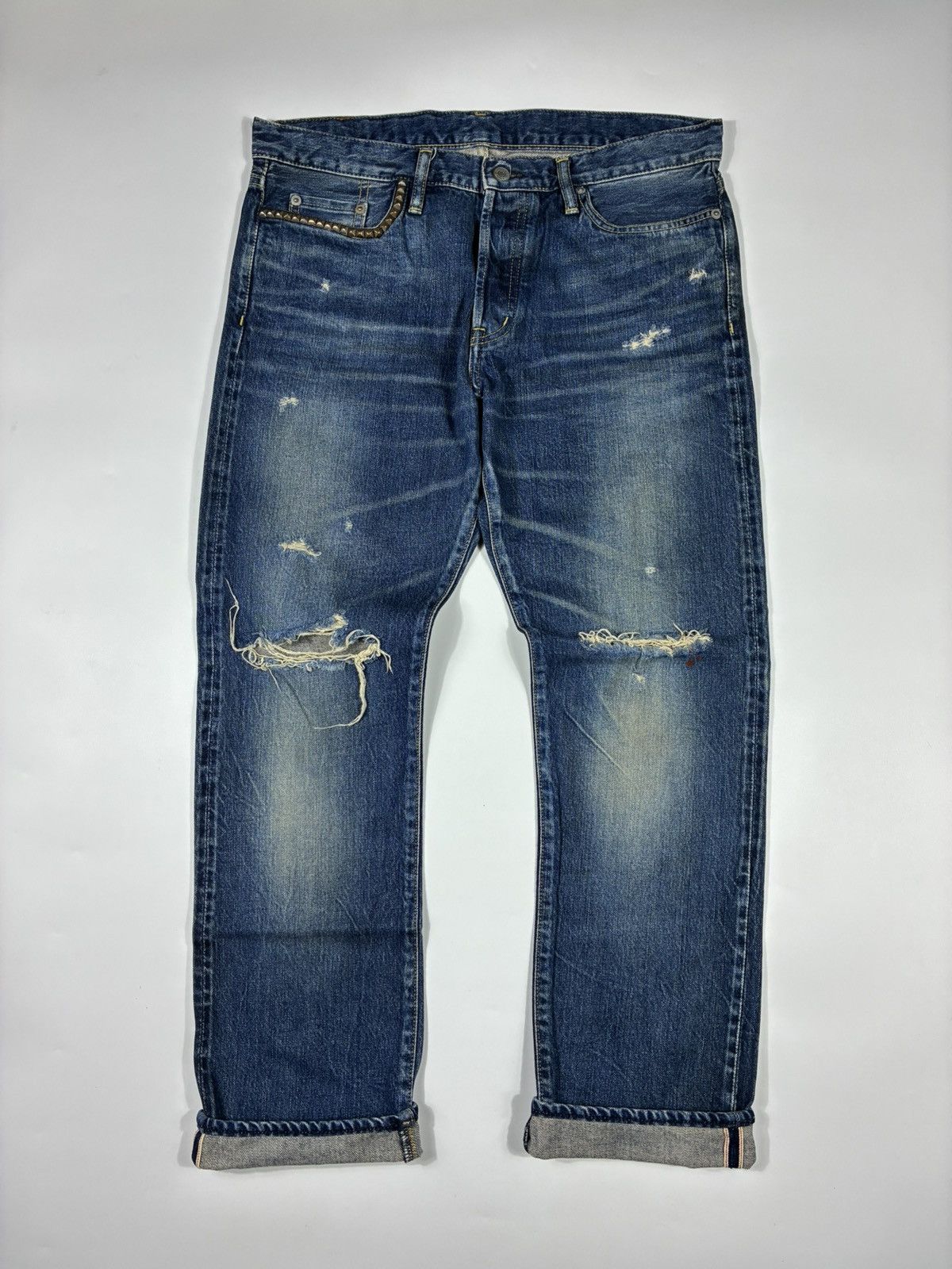 Hysteric Glamour Hysteric Glamour Distressed Studded Selvedge Jeans Size US 34 / EU 50 - 1 Thumbnail