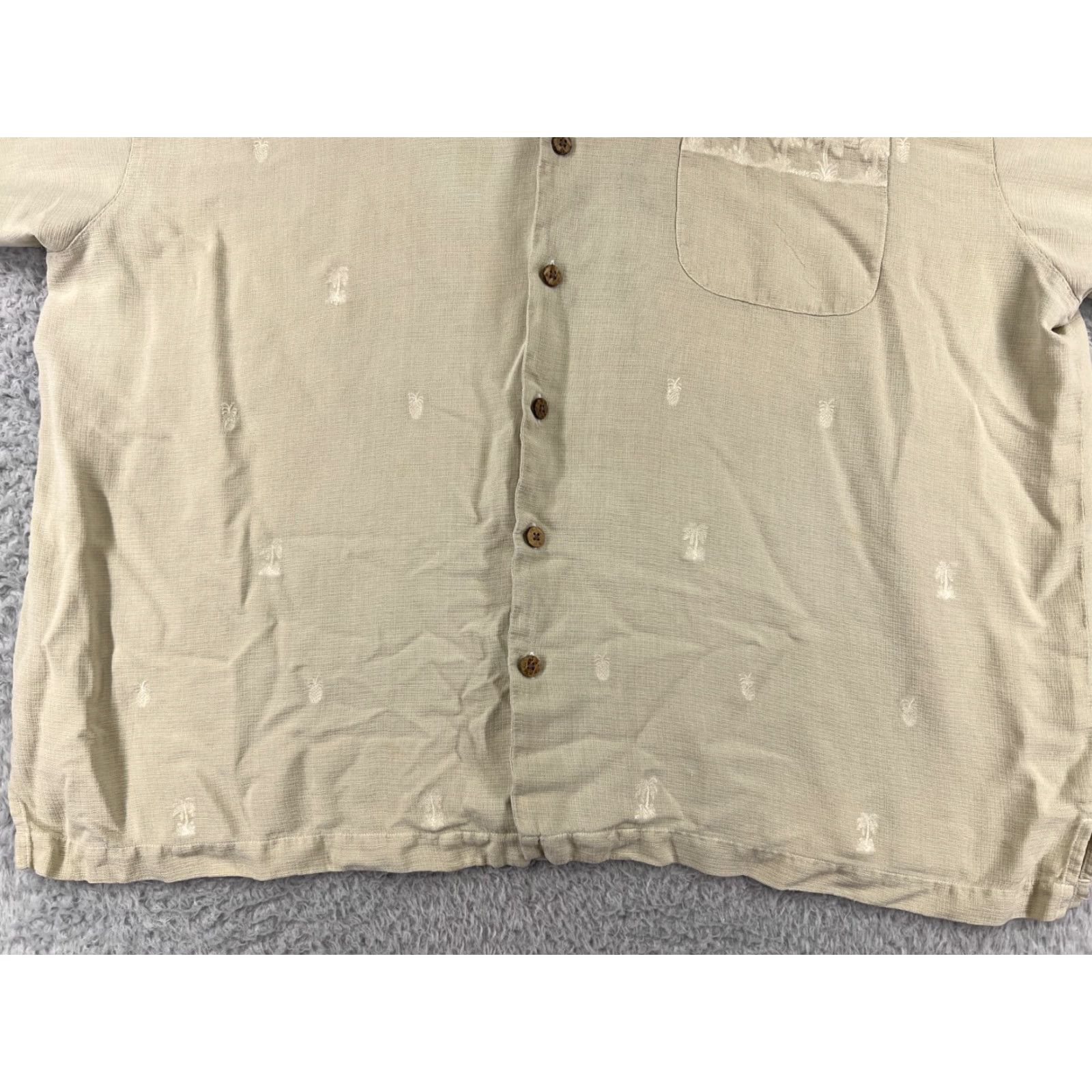 Tommy Bahama VINTAGE: Tommy Bahama Shirt Men 2XL Beige Palm Tree Hawaiian Button Up Camp 100% Silk Size US XXL / EU 58 / 5 - 6 Thumbnail
