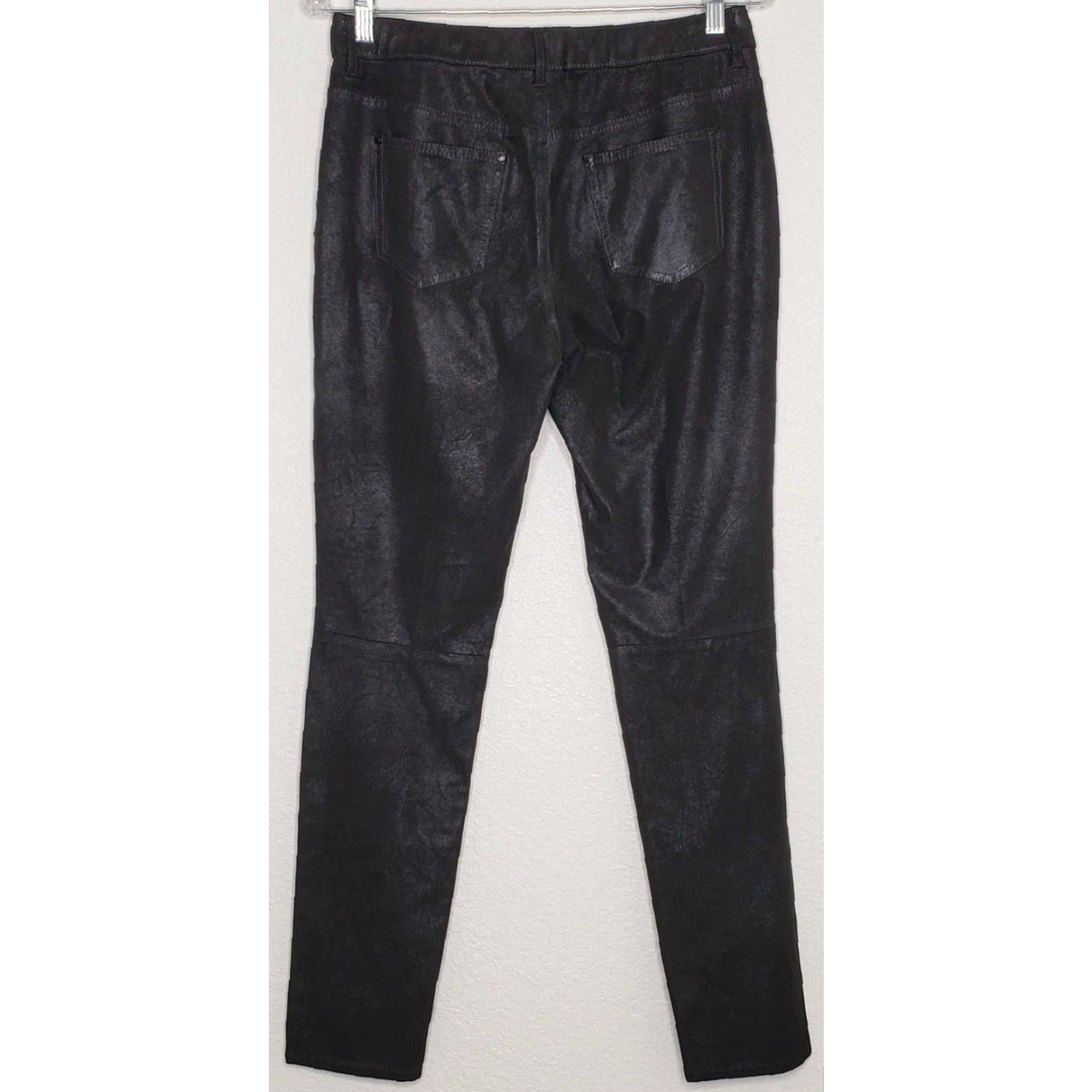 Vintage Chico’s Skinny Pants Black Faux Leather Look High Rise Pull On 0 Regular Stretch Jegging Women’s Size 25" / US 0 / IT 36 - 2 Thumbnail