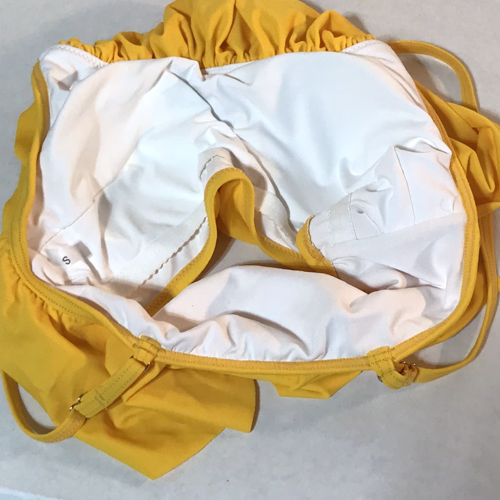 Swims Women's Yellow Ruffle Bikini Top S Padded Adjustable Spaghetti Strap No Wire Swimwear Size S / US 4 / IT 40 - 3 Thumbnail