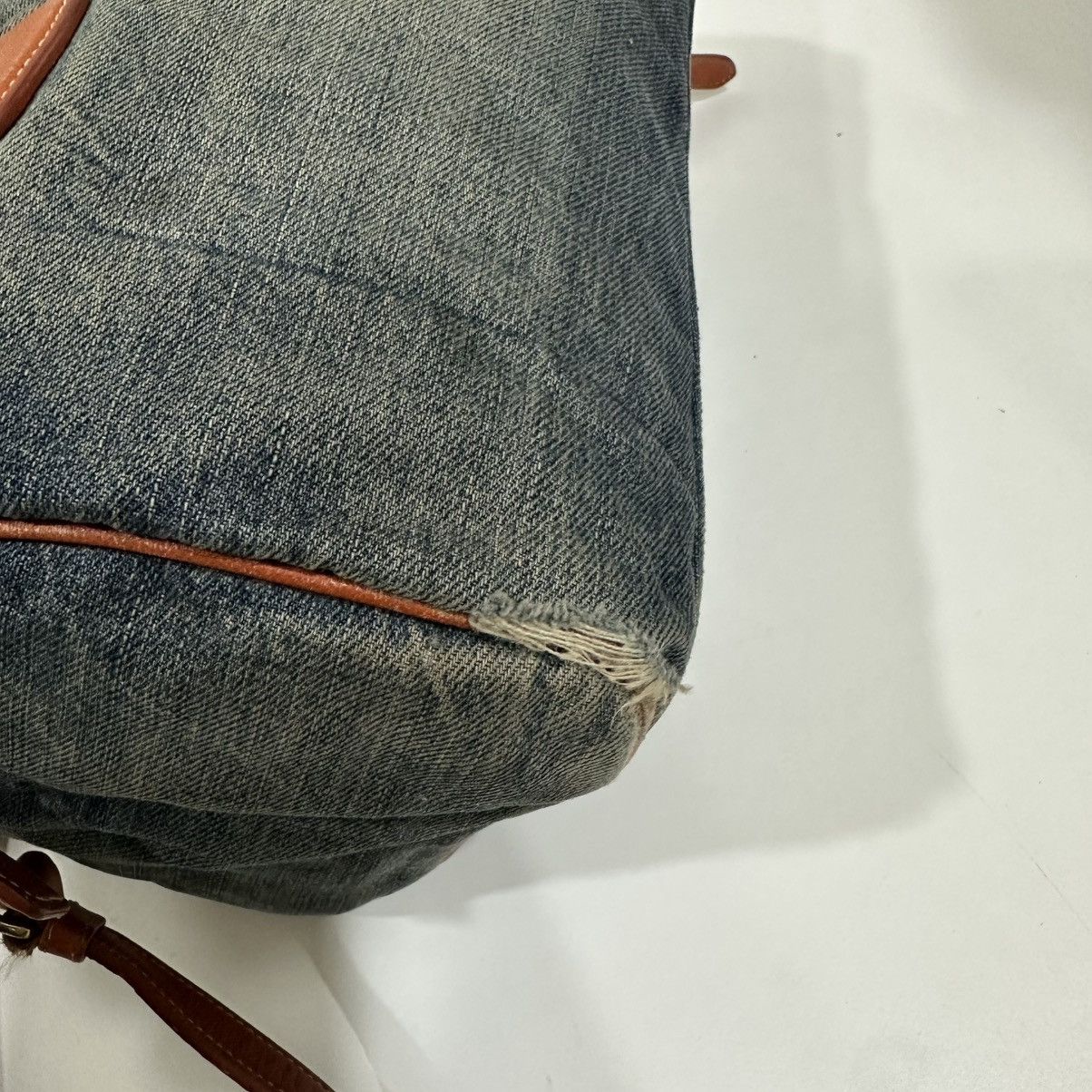 Prada PRADA DISTRESSED DENIM BAULETTO 2 WAY BOSTON BAG Size ONE SIZE - 11 Thumbnail