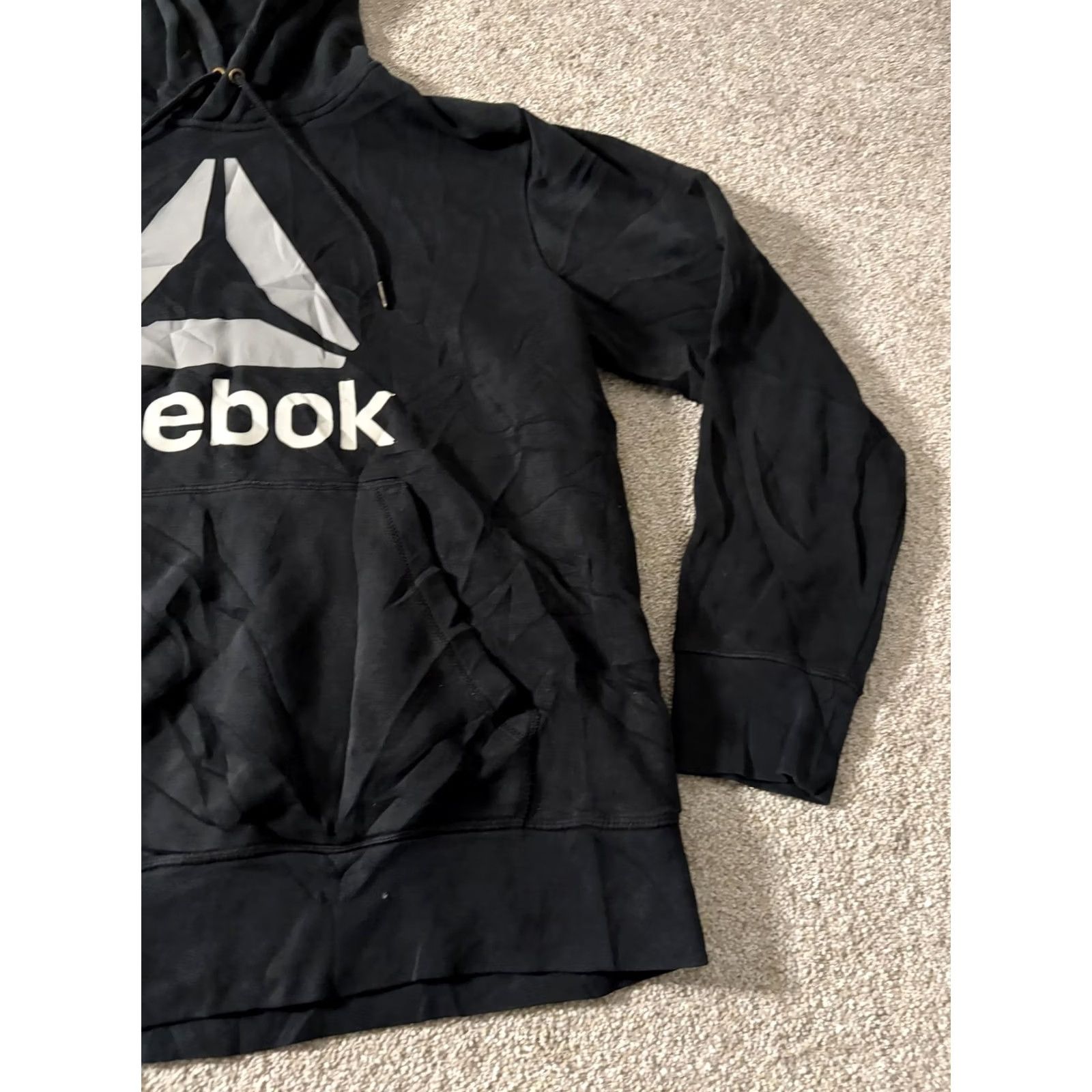 Reebok Reebok Hoodie Mens L Black Large Front Logo Graphic Print Pullover Fleece Sweatshirt Sports Size US L / EU 52-54 / 3 - 4 Thumbnail