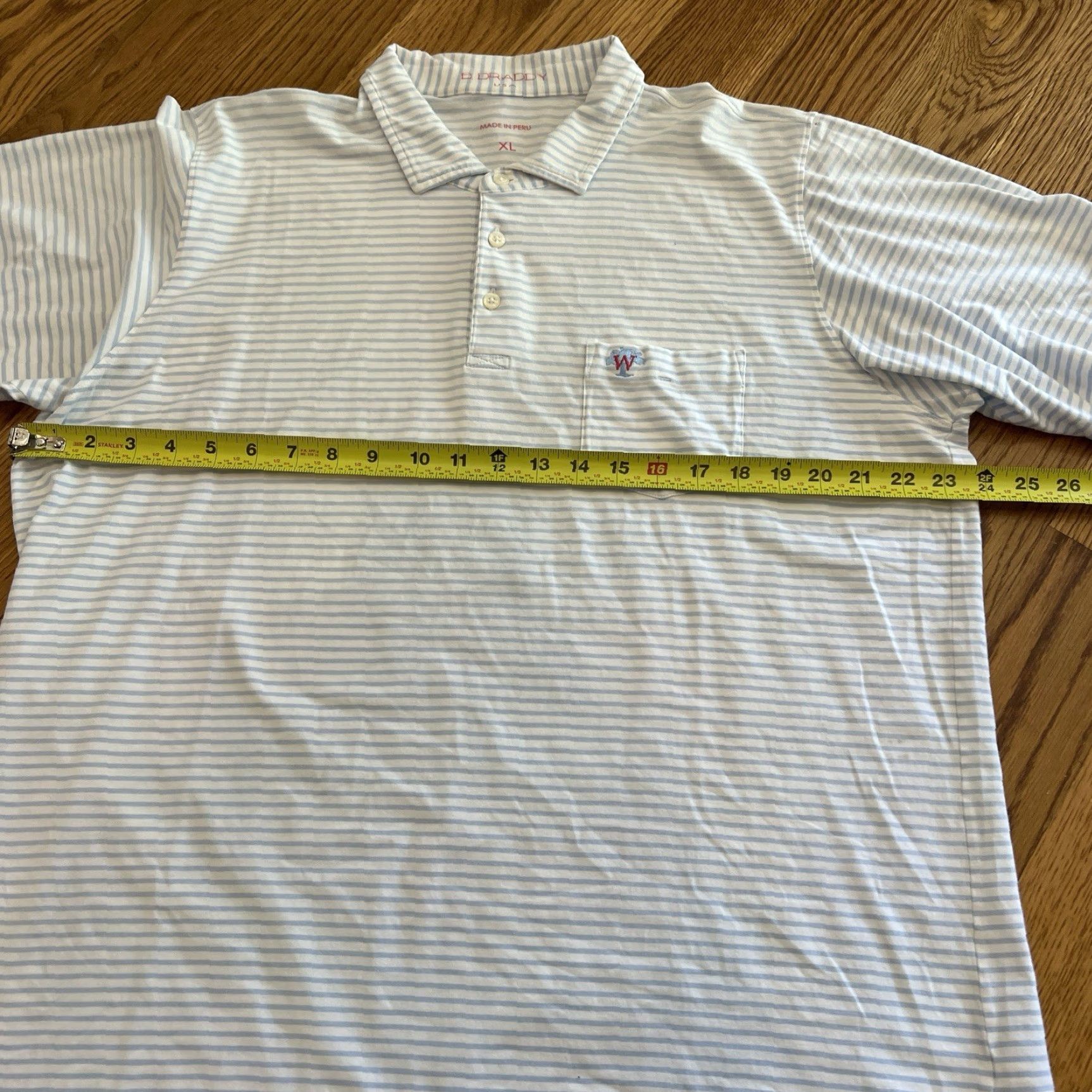 Vintage VINTAGE B. Draddy Polo Shirt Mens XL White Blue Striped Shirt Adult XL White/Blue Striped Athletic Fit, Breathable, Easy Care Mens Size US XL / EU 56 / 4 - 5 Thumbnail