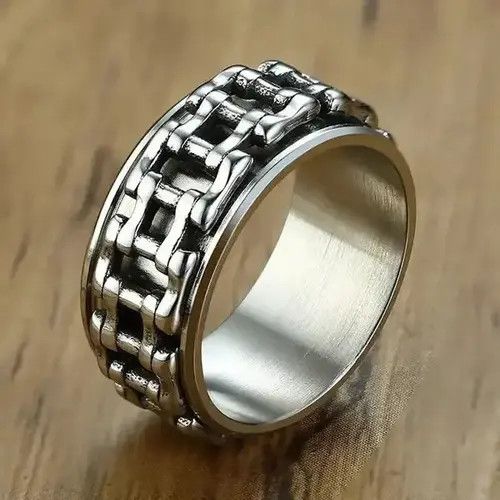 Vintage Mens Spinner Center Curb Chain Rings Size ONE SIZE - 2 Thumbnail