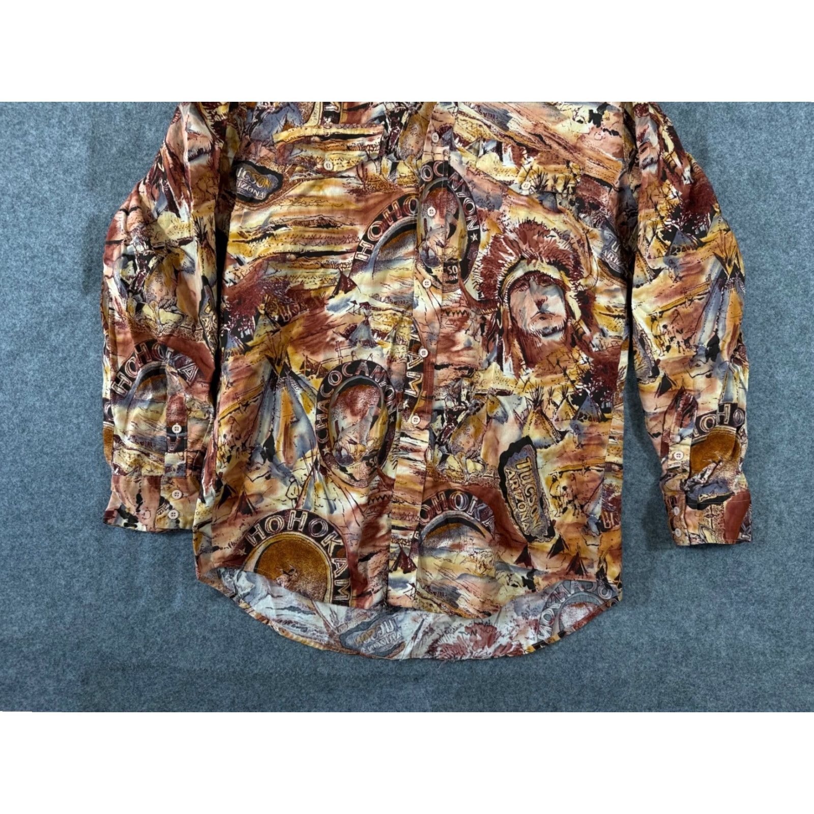 Roper VINTAGE Roper Western Shirt Mens L 16.5-35 Brown AOP Southwestern Arizona Button Up Long Sleeve Mens Size US L / EU 52-54 / 3 - 4 Thumbnail