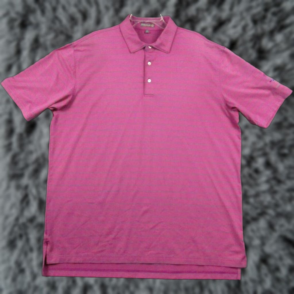 Peter Millar Peter Millar Polo Shirt XL Men Summer Comfort Purple Stripe Golf Stretch Polo Shirt Size US XL / EU 56 / 4 - 1 Thumbnail