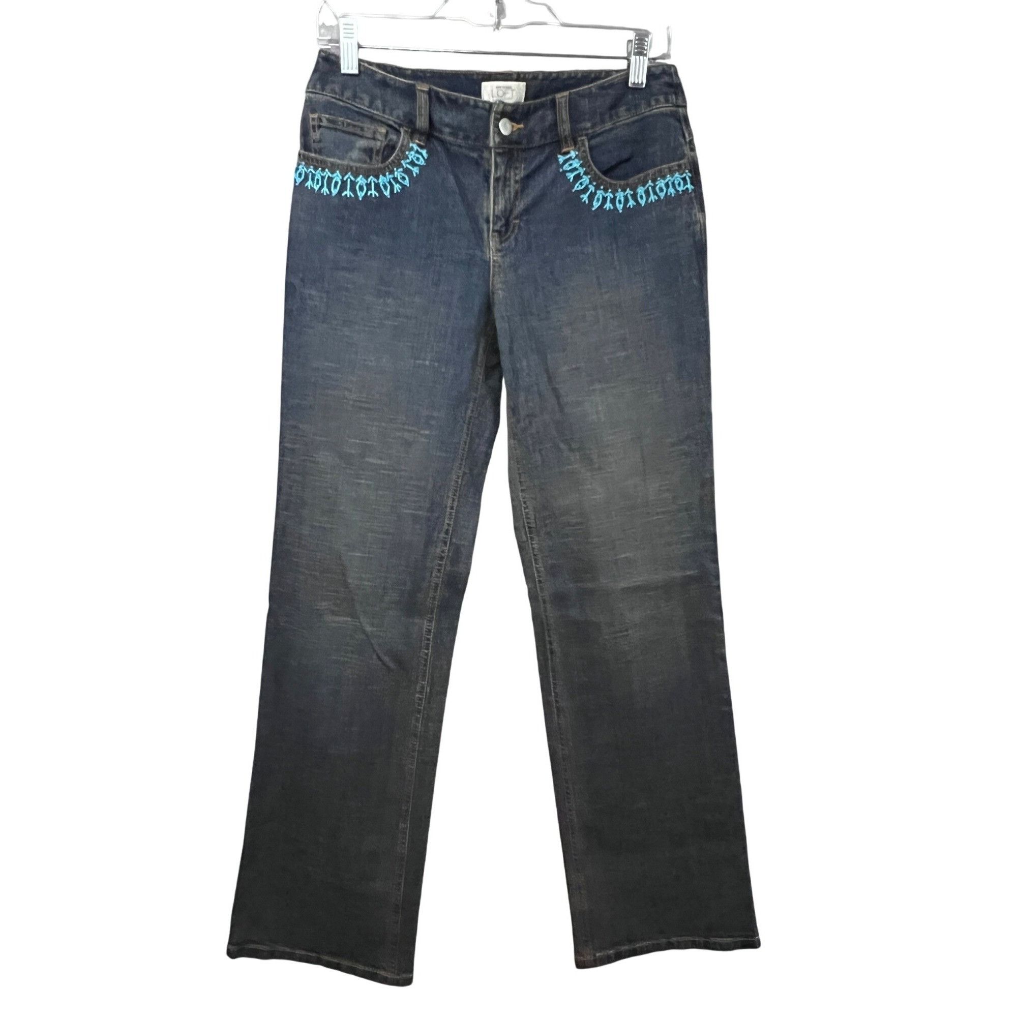 Vintage Ann Taylor Loft Womens Vintage Blue Denim Beaded Bootcut Jea Size 26" / US 2 / IT 38 - 1 Thumbnail