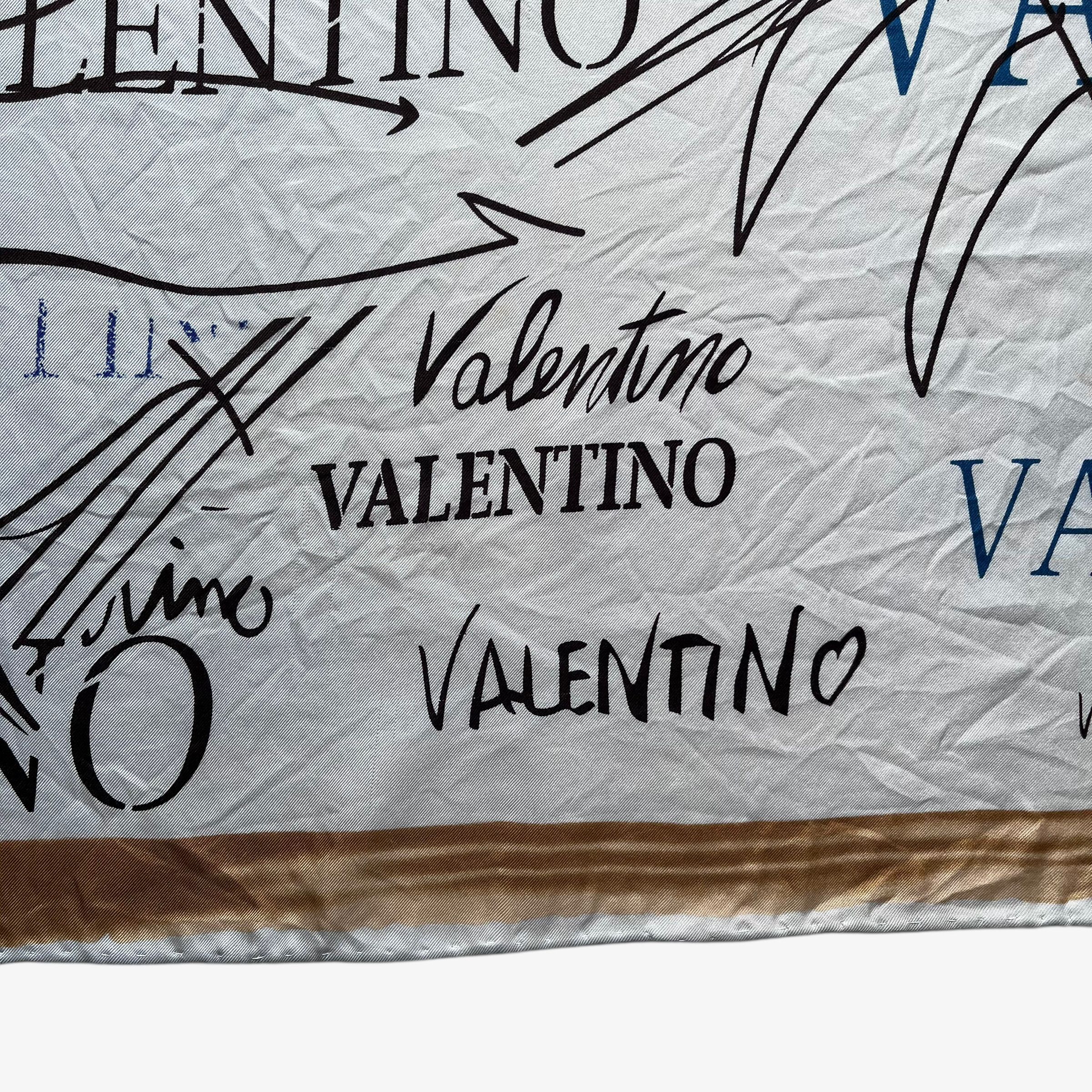 Valentino Vintage 90s Valentino Spell Out Blue Silk Scarf Size ONE SIZE - 5 Thumbnail
