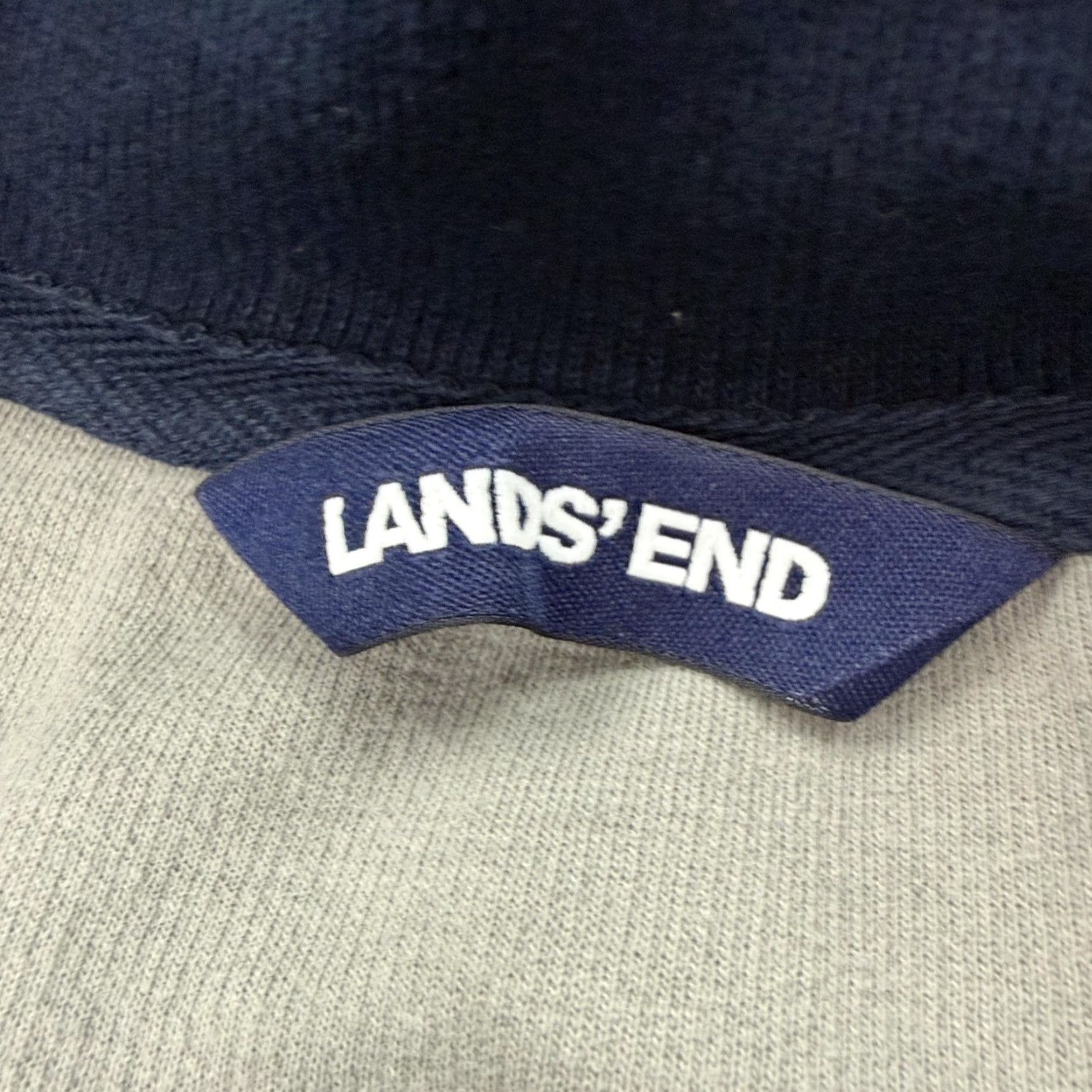 Lands' End Lands' End Sweater Mens Large Gray Plaid 1/4 Zip Mock Neck Cotton Pullover Size US L / EU 52-54 / 3 - 3 Thumbnail