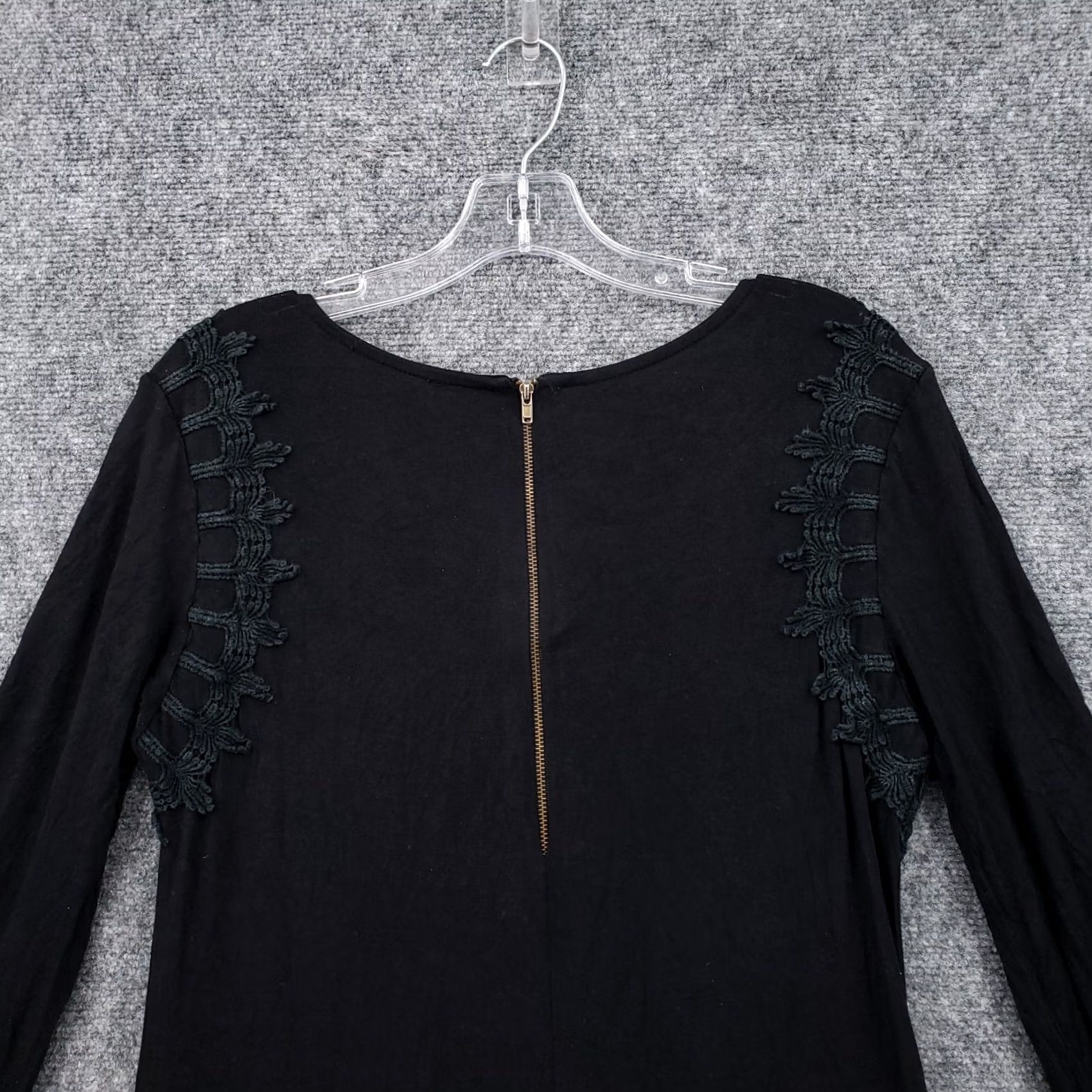 Vintage Altar'd State Dress Womens S Black Mini 3/4 Sleeves Back Zip Embroidered Comfort Casual Shirt? Size S / US 4 / IT 40 - 7 Thumbnail