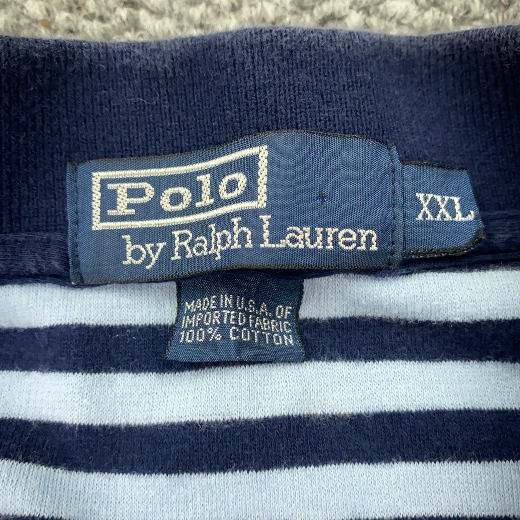 Polo Ralph Lauren VINTAGE Polo Ralph Lauren Polo Shirt Mens 2XL Blue Striped Cotton Short Sleeve Casual Golf Tennis Size US XXL / EU 58 / 5 - 4 Thumbnail