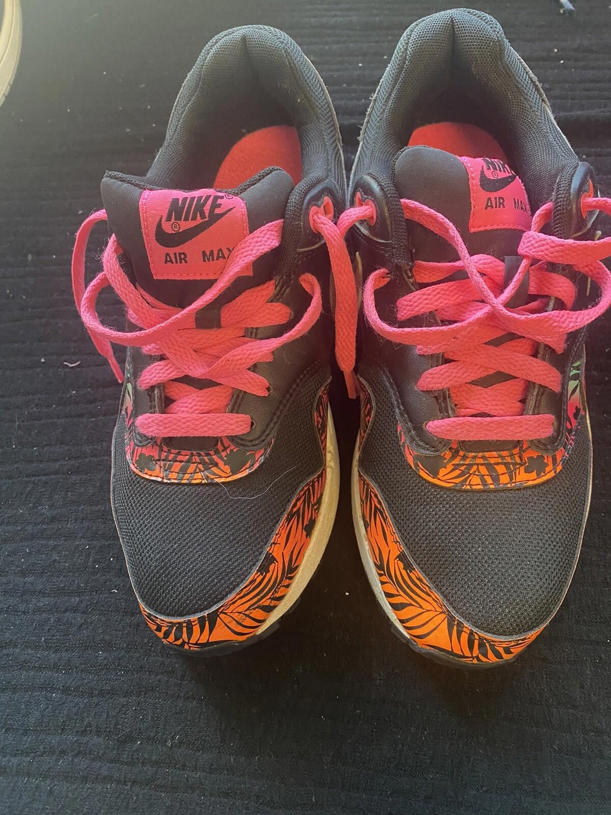 Nike Kids Nike Air Max 90 s 6.5y 705479-001 Black Pink Orange Size US 6.5 / EU 39-40 - 1 Thumbnail