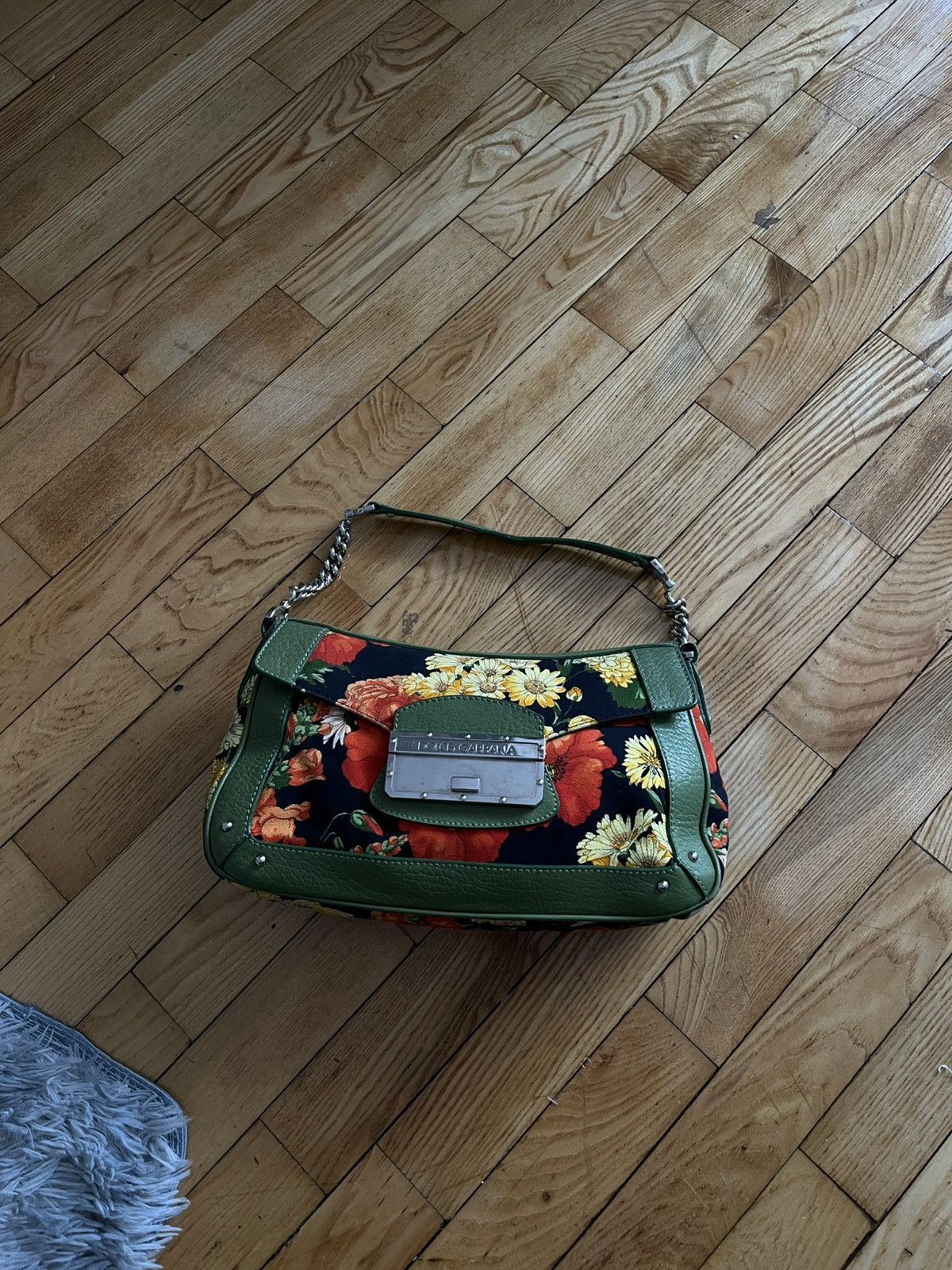 Dolce & Gabbana Dolce & Gabbana Floral Mini Bag Green Leather Shoulder Bag Size ONE SIZE - 1 Thumbnail