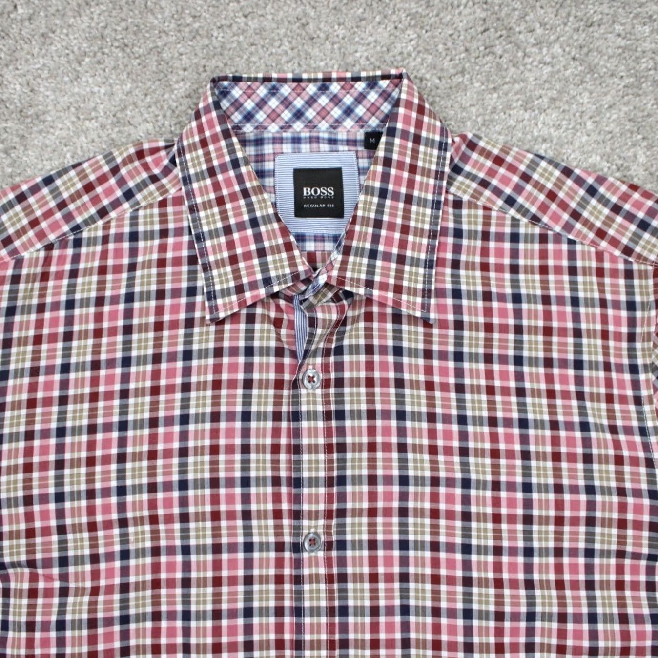 Hugo Boss HUGO BOSS Obert Shirt Mens Medium Red/Pink/Blue/Green Slim Regular Fit Cotton L/S Button-Up Shirt Size US M / EU 48-50 / 2 - 6 Thumbnail