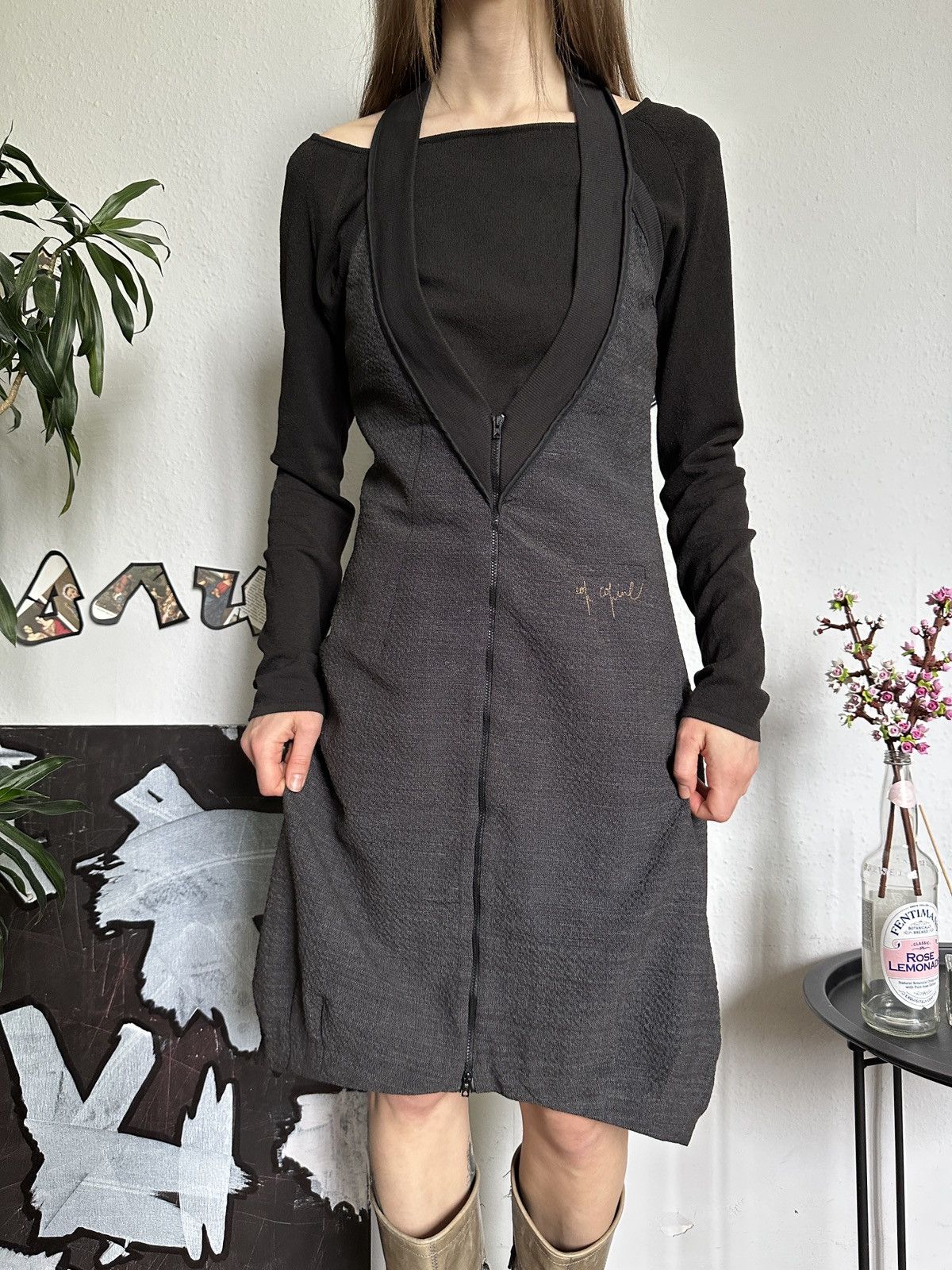 Cop Copine × Vintage Vintage Cop Copine Zip Up Vintage Avant Garde Dress Size ONE SIZE - 5 Thumbnail
