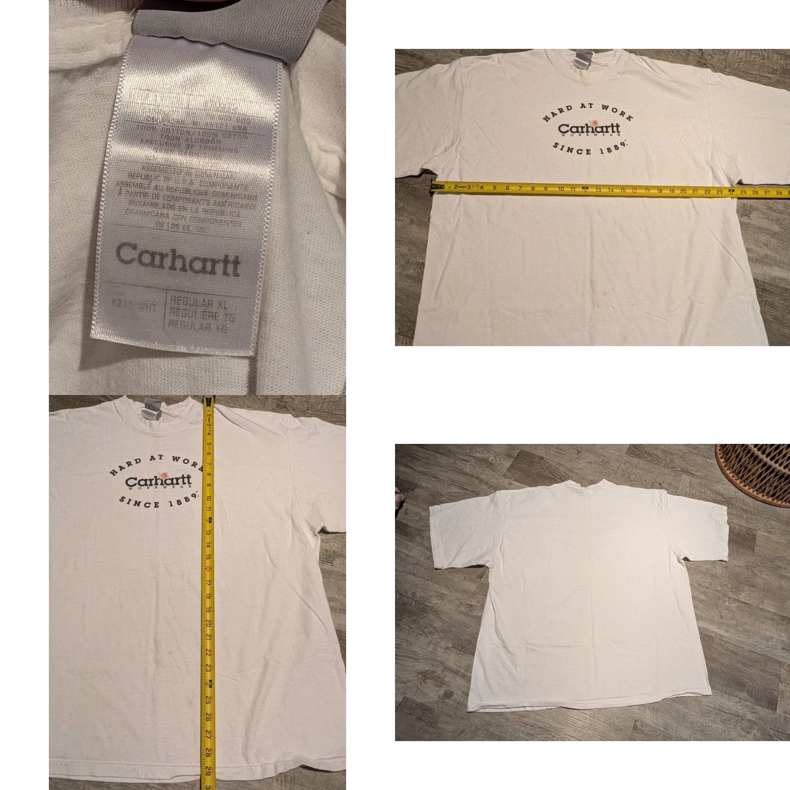 Vintage VINTAGE Carhartt Workwear T-Shirt Shirt XL White Graphic Tee Men - Hard At Work - Crew Neck - Short Sleeve - Cotton Blend - Loose Fit Size US XL / EU 56 / 4 - 8 Thumbnail