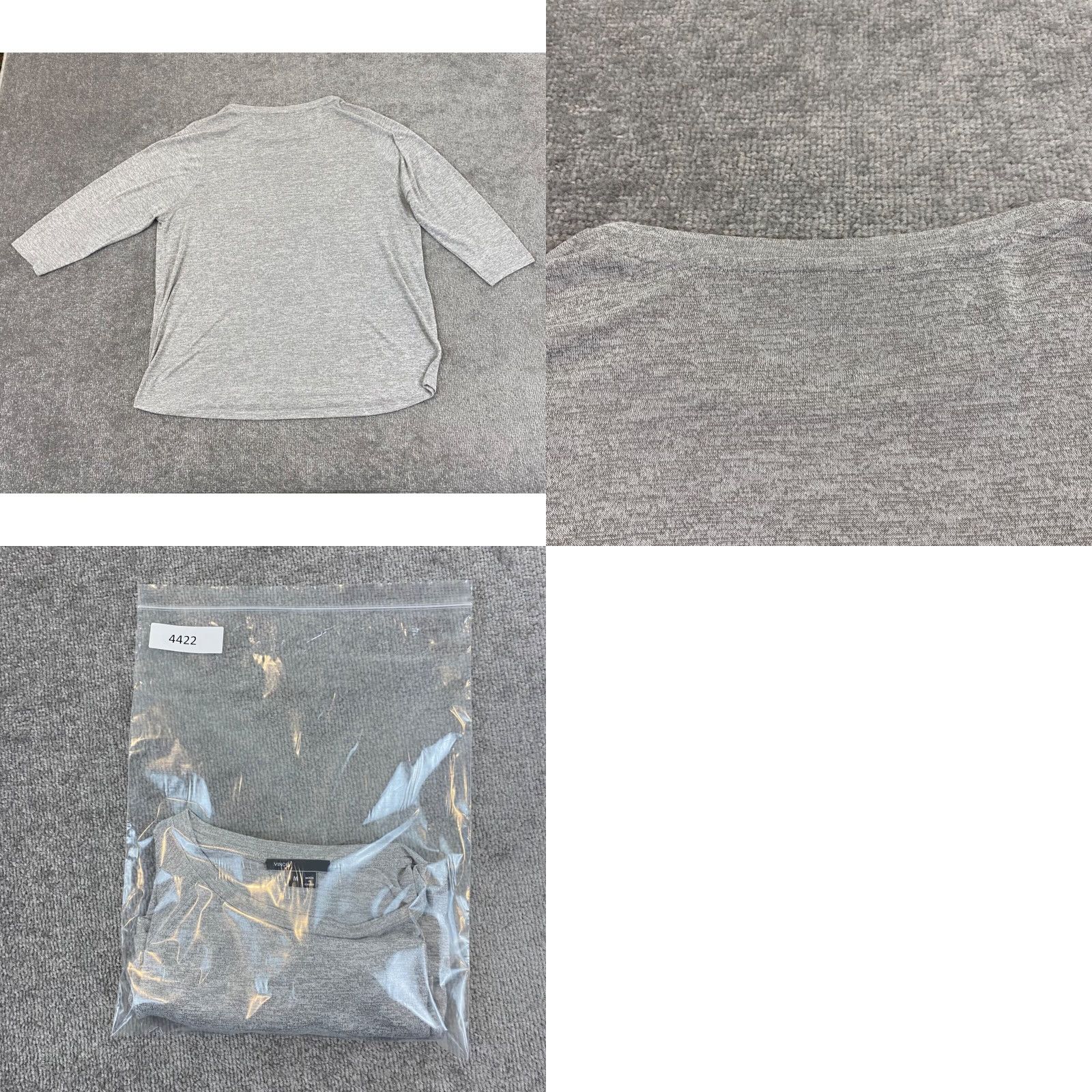Vince Vince Shirt Women Medium Gray 3/4 Sleeve Pullover Lightweight Casual Top Size M / US 6-8 / IT 42-44 - 8 Thumbnail