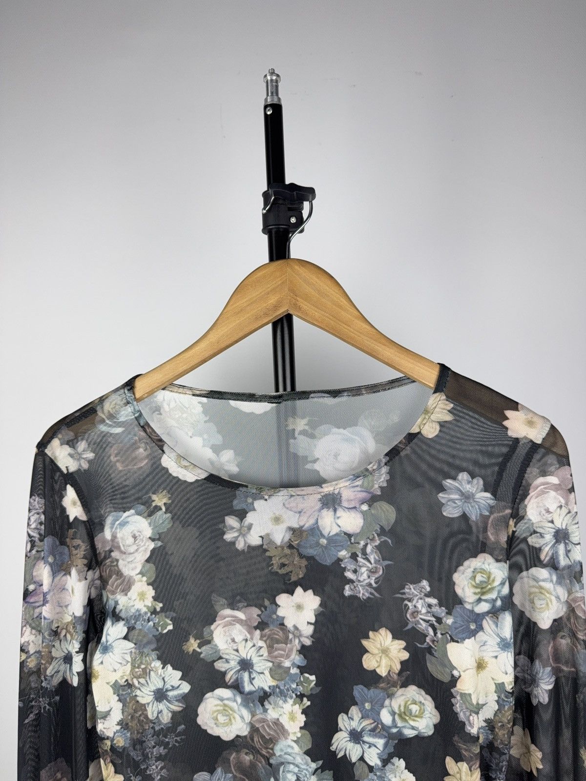 Other 00s Y2K Floral Mesh Blouse Sheer Stretch Top JPG Style Size L / US 10 / IT 46 - 3 Thumbnail