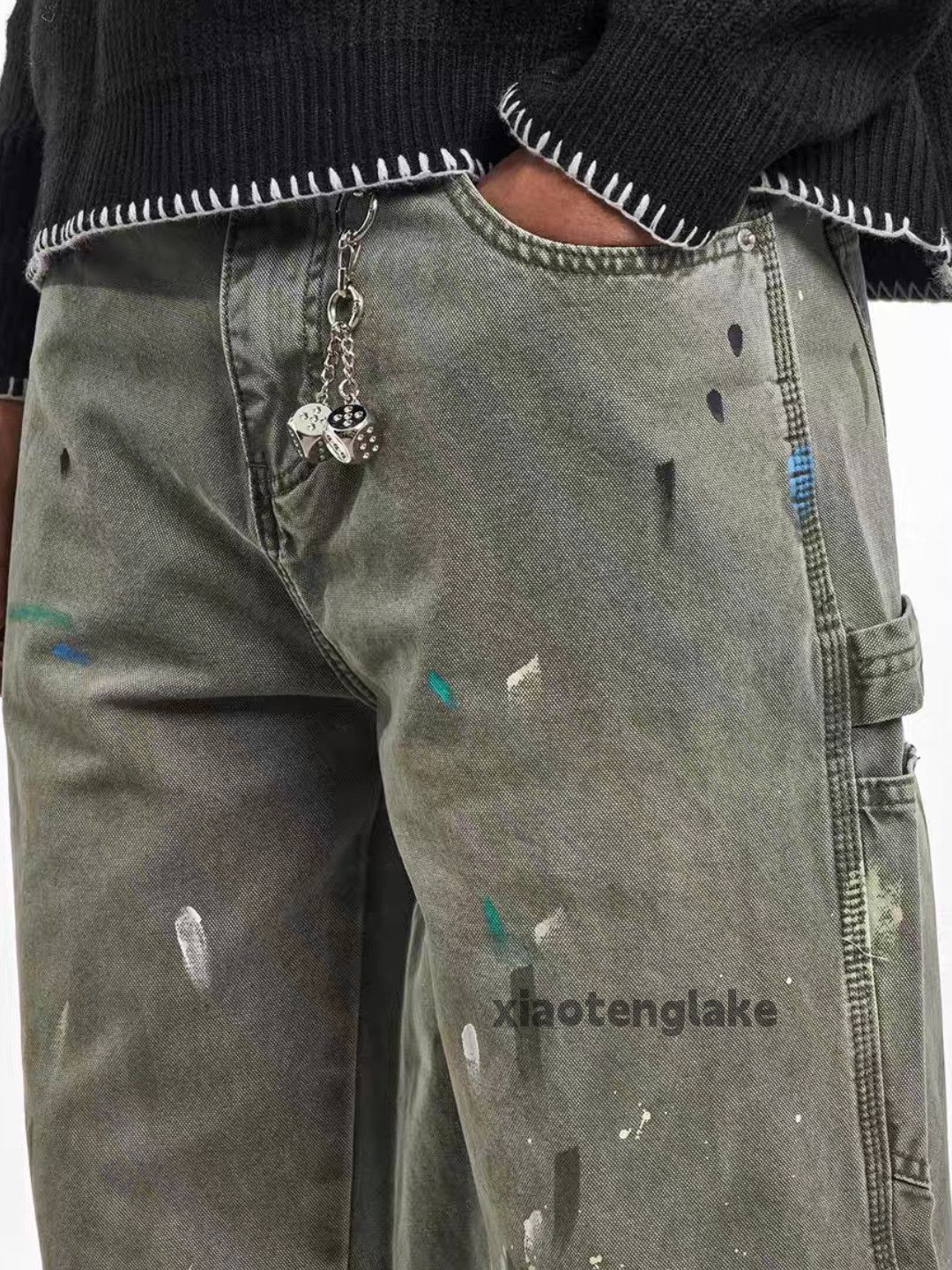 Jean × Vintage washed faded carpenter stain paint cargo hiphop jeans Size US 32 / EU 48 - 5 Thumbnail