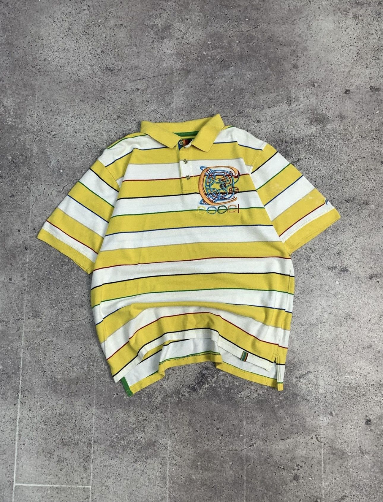 Coogi Vintage COOGI Striped Yellow Polo Size US L / EU 52-54 / 3 - 2 Thumbnail