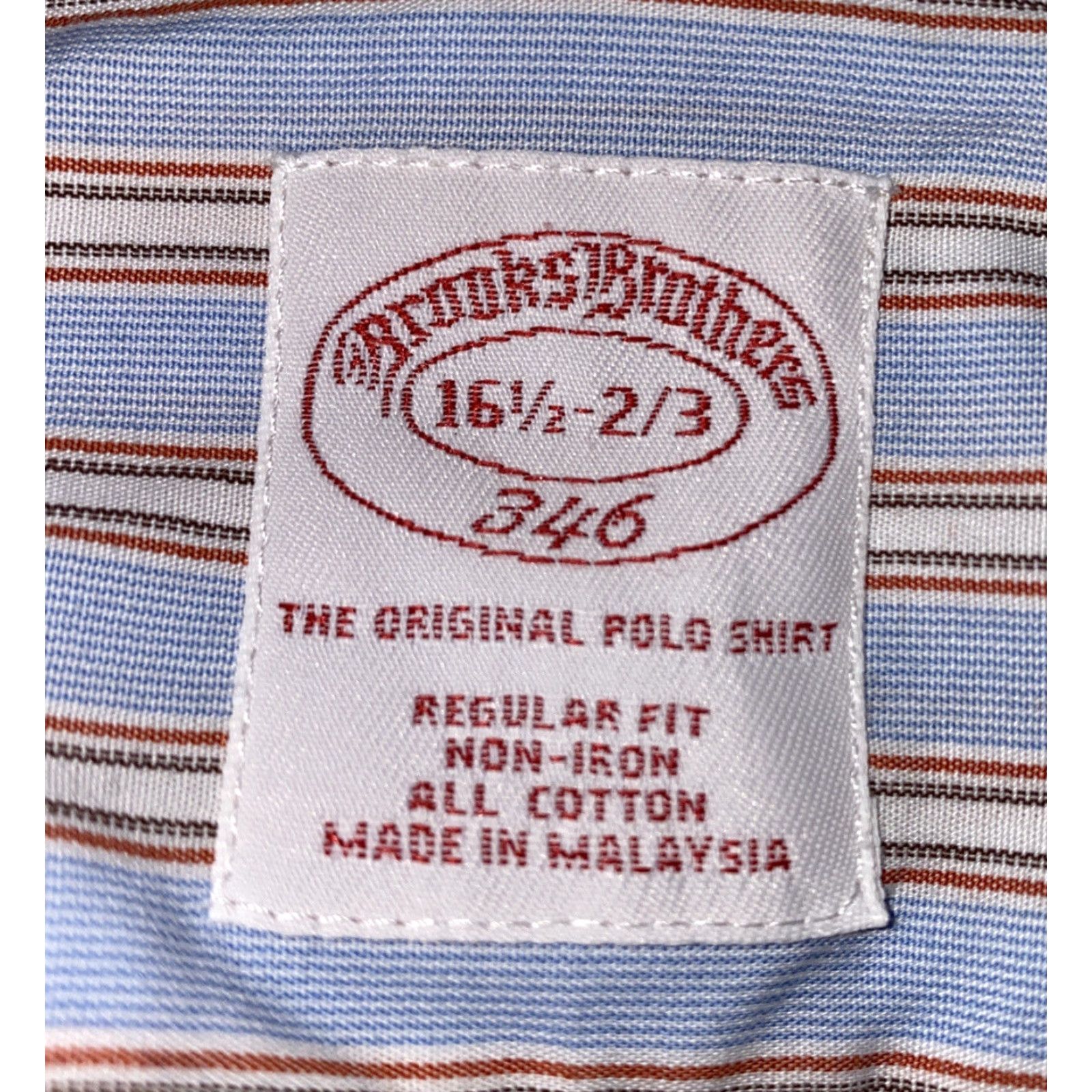 Brooks Brothers Brooks Brothers Dress Shirt Mens 1/2 Button-Down Collar Striped Blue Red 16.5 Regular Cotton Long Sleeve Size 42R - 6 Thumbnail