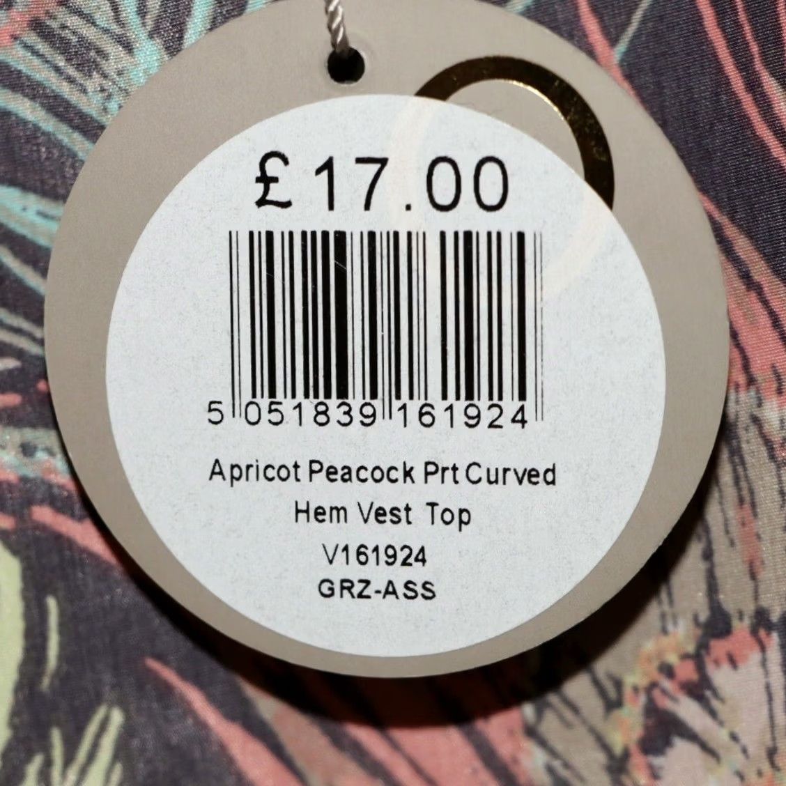 Vintage Apricot Vest Top Size UK 10 Womens Multi Peacock Print Curved Hem New With Tags Size L / US 10 / IT 46 - 4 Thumbnail