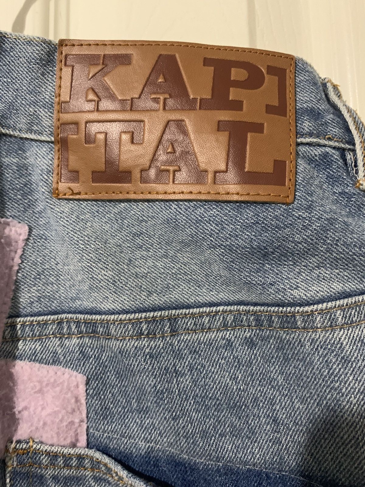 Kapital Vintage Smiley Face Patch Denim Pants Size 24" / US 00 / IT 34 - 3 Thumbnail