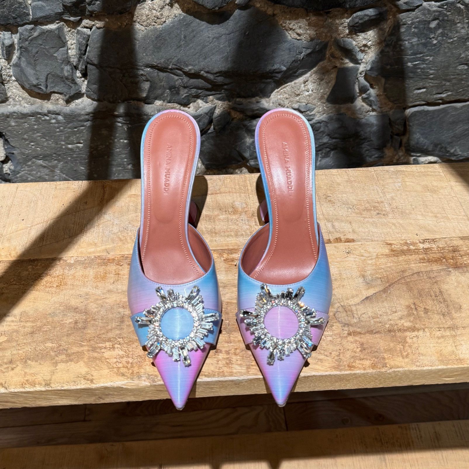 Amina Muaddi Amina Muaddi Begum Iridescent Heeled Mules Size US 7.5 / IT 37.5 - 3 Thumbnail