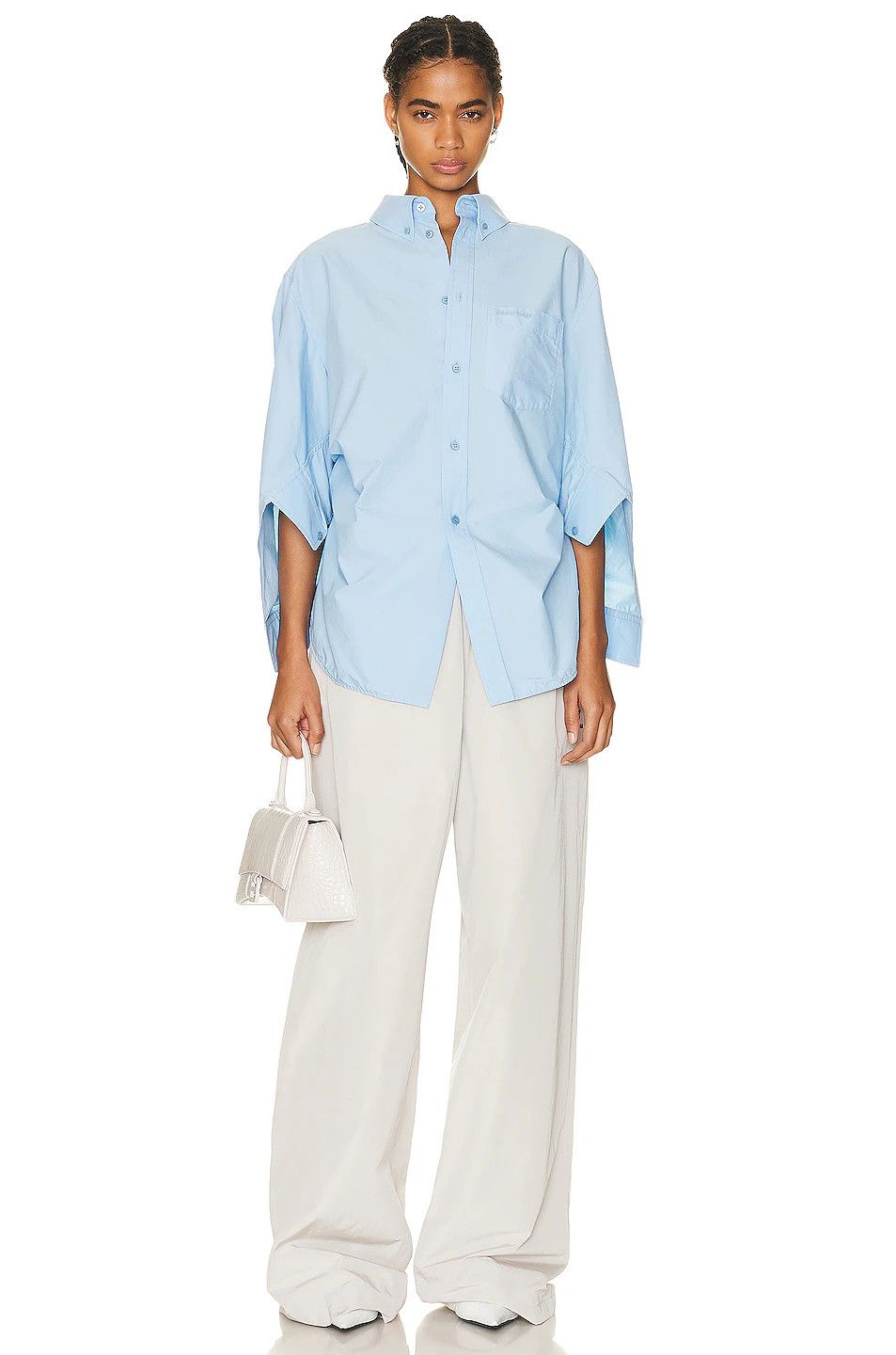 Balenciaga o1mt1gz0325 BB Corp Swing Twisted Shirt Large Fit Light Blue Size L / US 10 / IT 46 - 4 Thumbnail