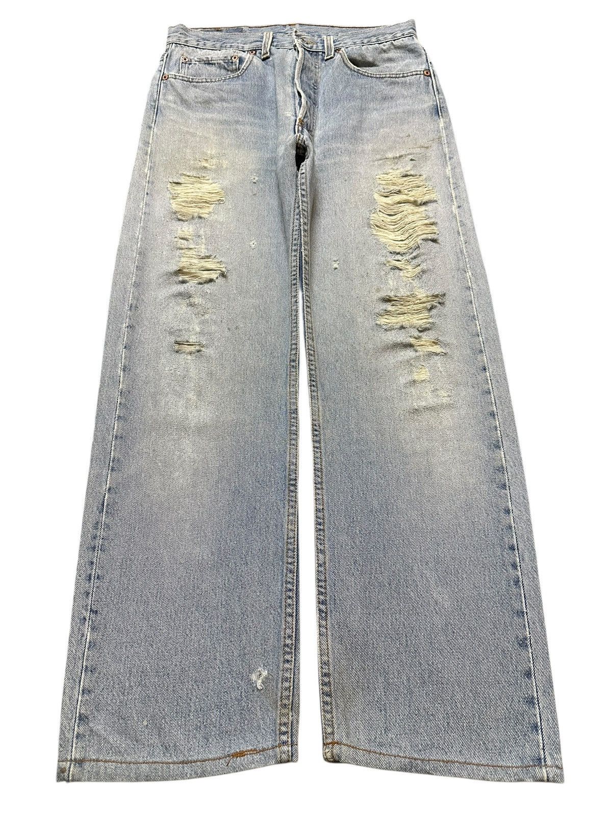 Levi's Vintage 80s Levis 501 Blue Wash Distressed Style Loose Jeans Size US 30 / EU 46 - 1 Thumbnail