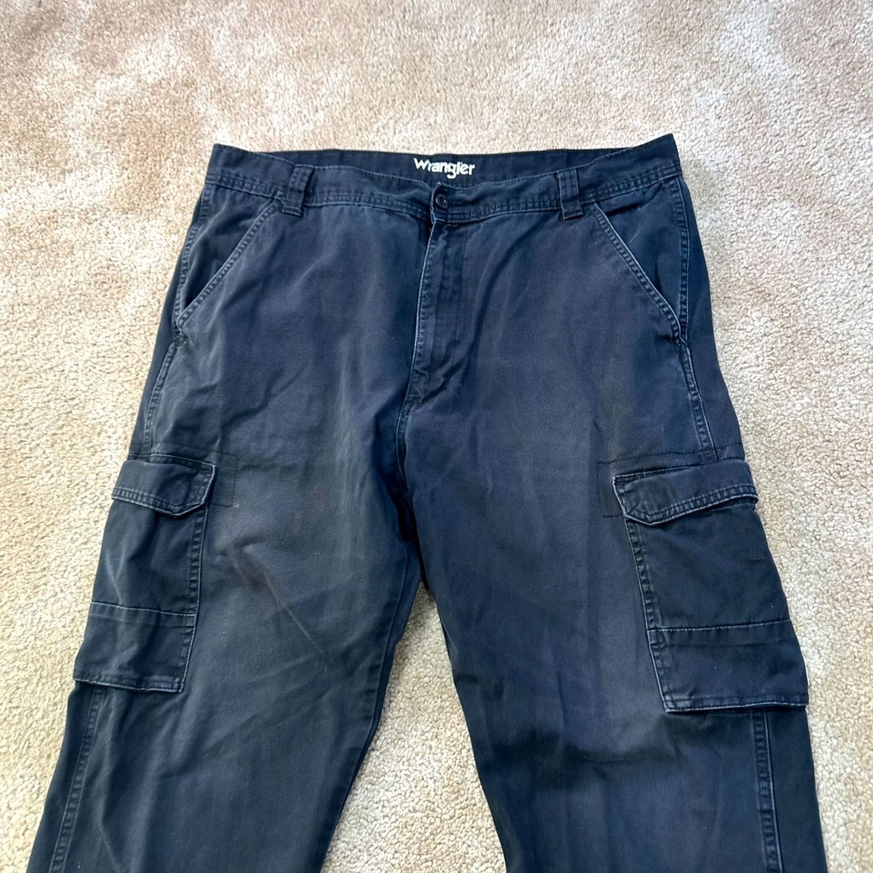 Wrangler Wrangler Pants Cargo 38x34 Men's Black Relaxed Fit 5-Pocket Straight Front Denim Cotton Blend Baggy Size US 38 / EU 54 - 2 Thumbnail