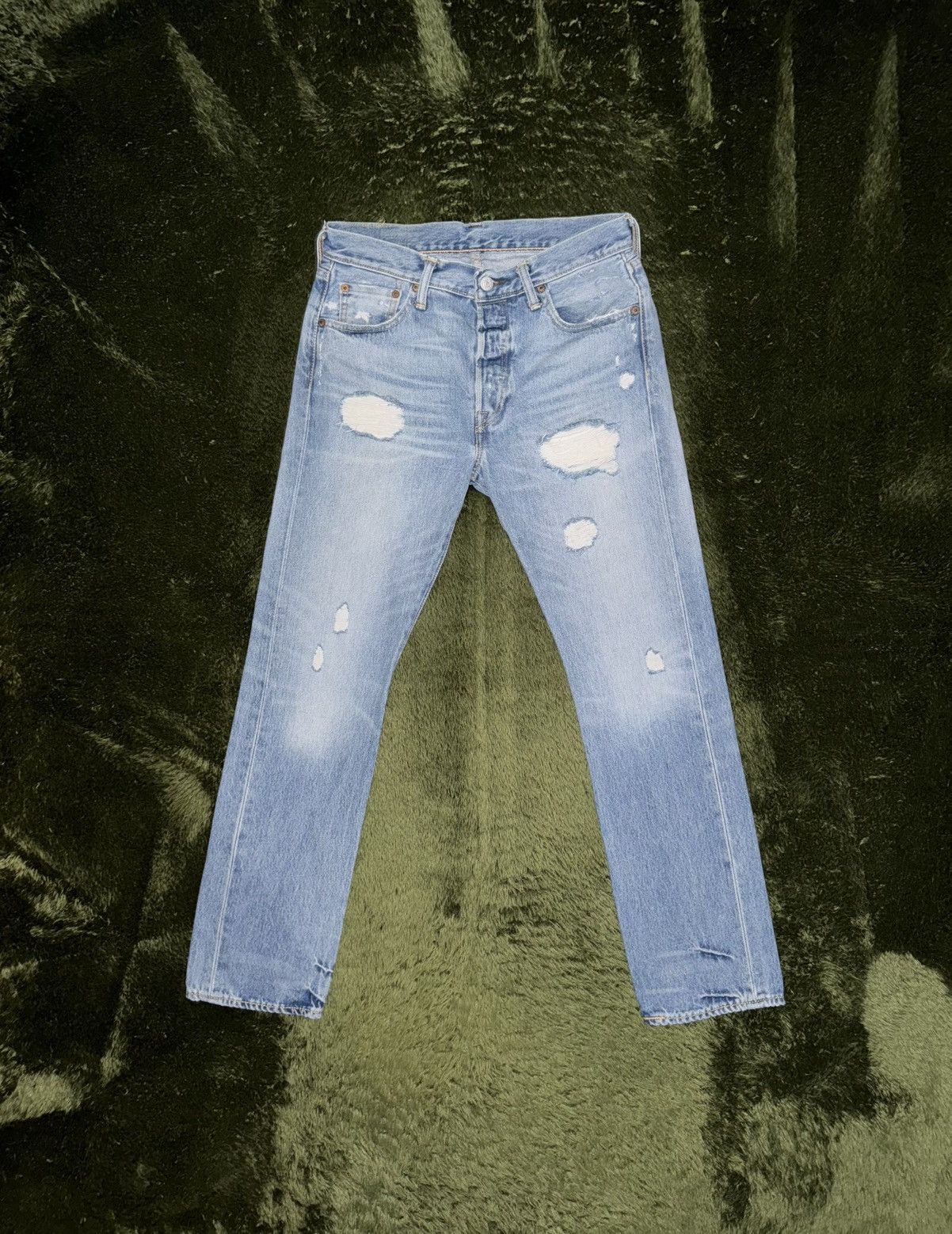 Levi's [W30/L30] Levi’s 501 Distressed Light Indigo Denim Pants Size US 30 / EU 46 - 1 Thumbnail