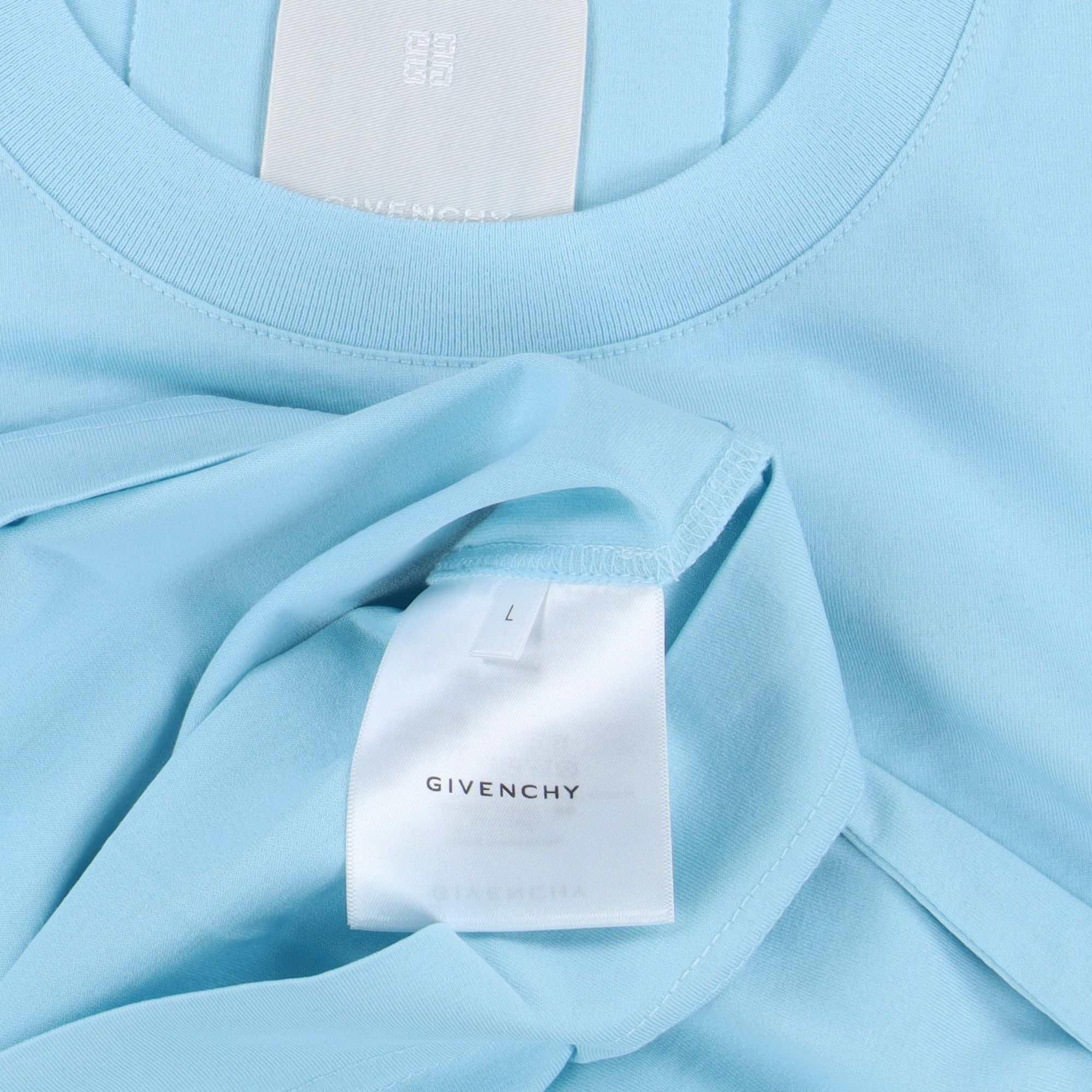 Givenchy Baby Blue Embroidered Multi Logo T-Shirt Size L / US 10 / IT 46 - 8 Thumbnail