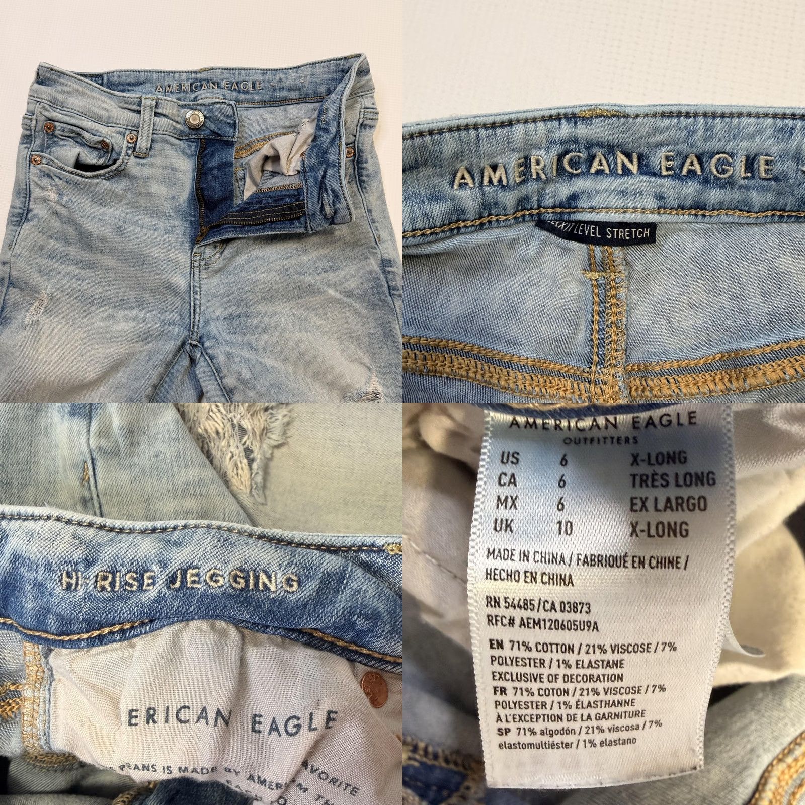 American Eagle Outfitters American Eagle Outfitters Jeans Womens 6 Tall Blue High Rise Jegging Next Level Stretch Distressed 5-Pocket Size 28" / US 6 / IT 42 - 8 Thumbnail