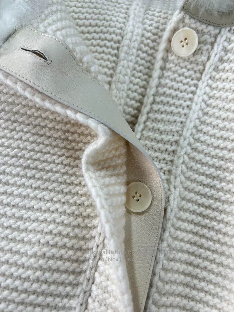 Loro Piana Loro Piana Cream White Lamb Fur Knit Jacket with Hood and Size S / US 4 / IT 40 - 3 Thumbnail