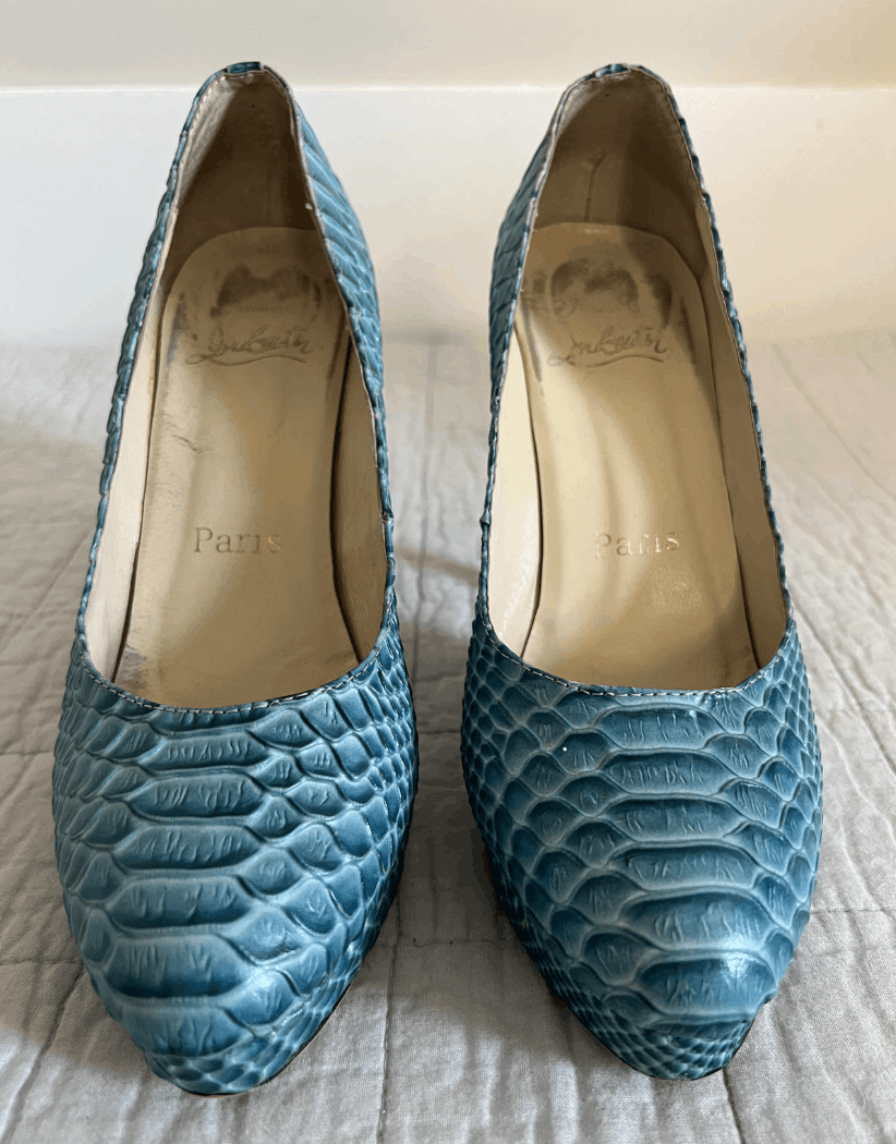 Christian Louboutin Authentic Christian Louboutin Blue Python Pumps, Size 38 Size US 7 / IT 37 - 3 Thumbnail
