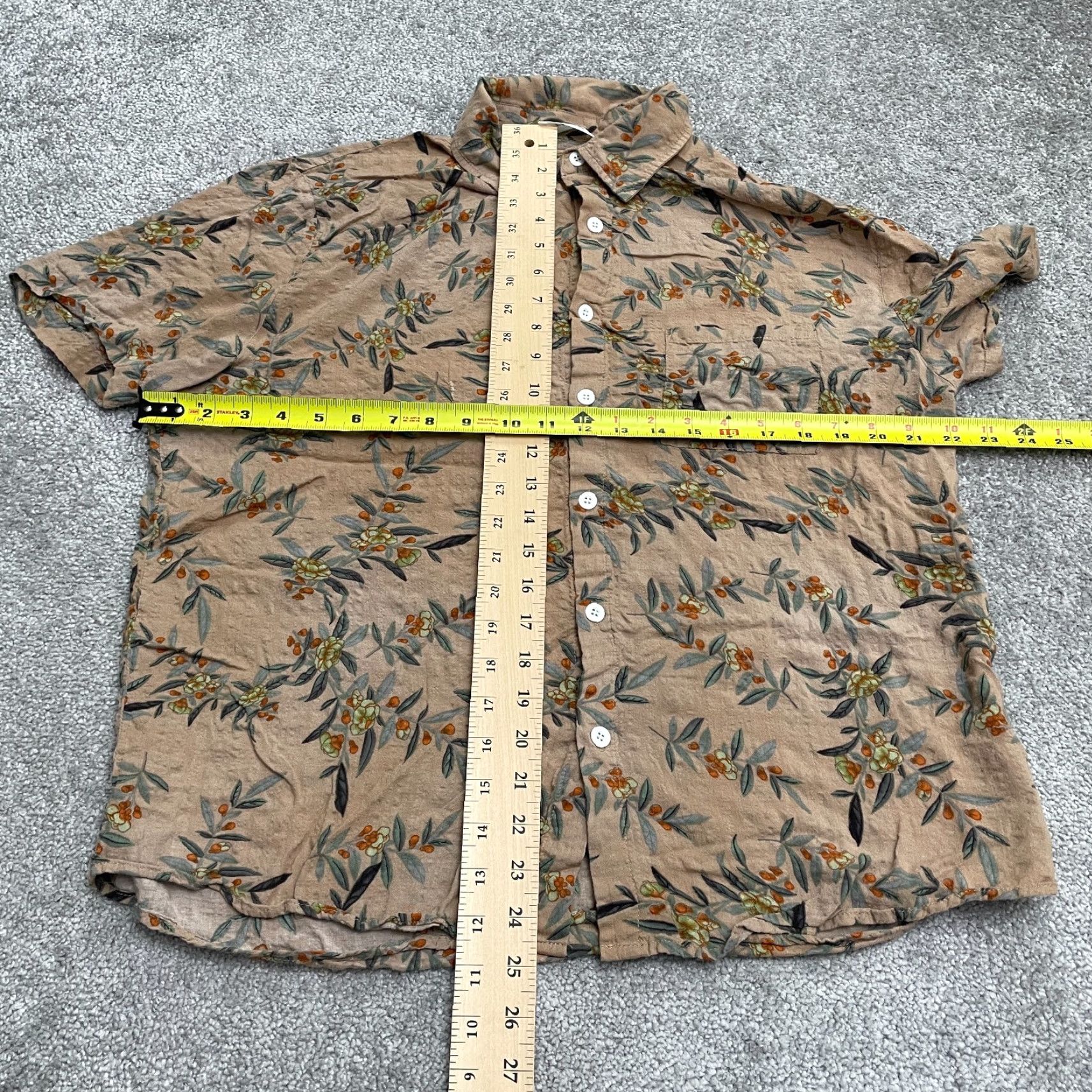 Vintage ChArmkpR Hawaiian Shirt Mens L Brown Floral Short Sleeve Button-Down Casual Size US L / EU 52-54 / 3 - 7 Thumbnail