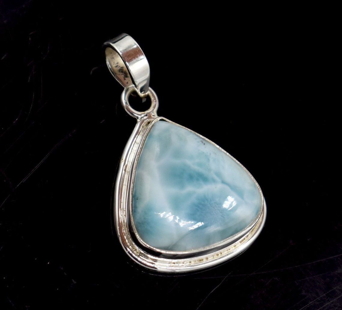 Handmade Smooth Larimar Gemstone Pendant, Beautiful Larimar Pendant Size ONE SIZE - 1 Thumbnail