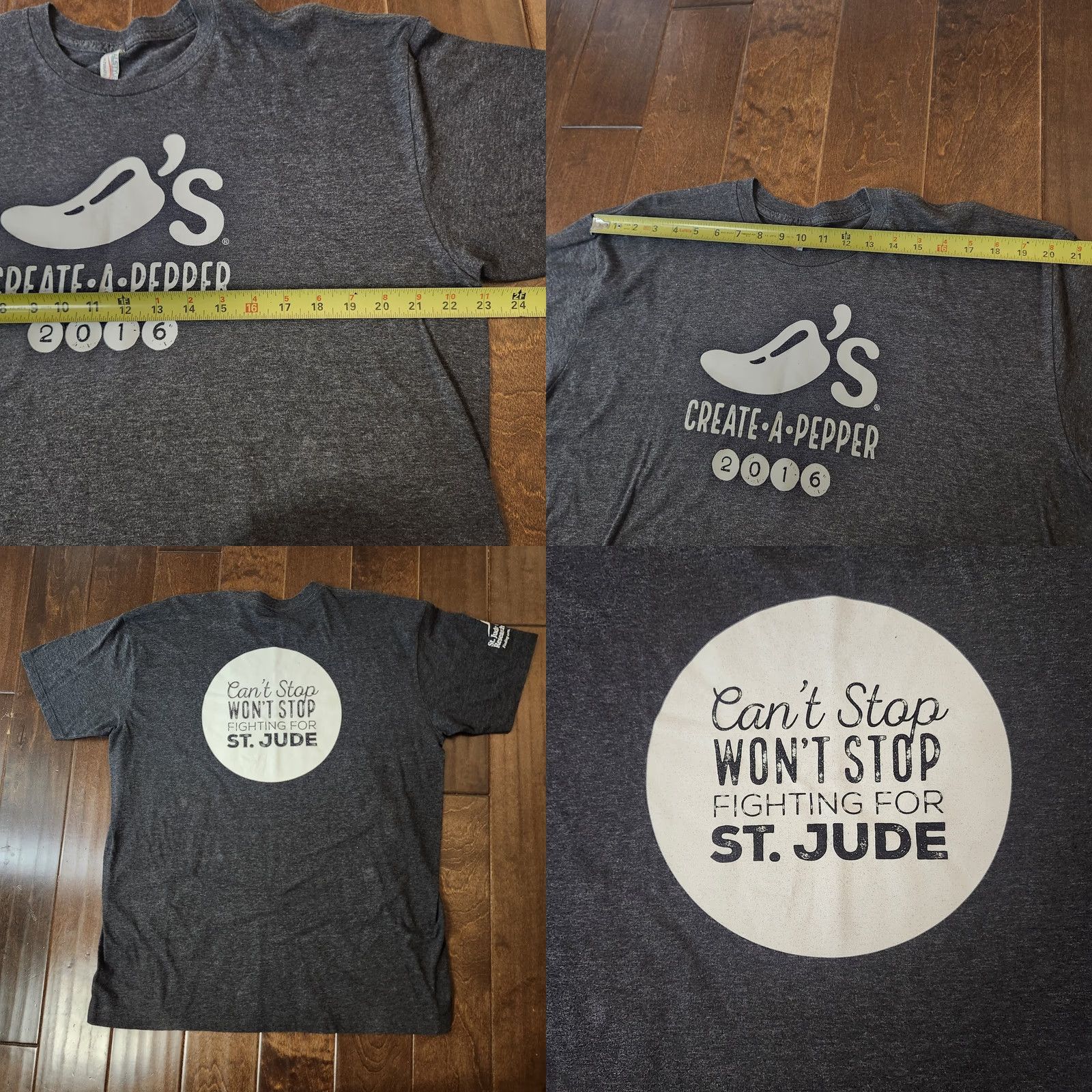 Vintage St Jude Create A Pepper 2016 T Shirt Mens XL Gray Alstyle 50/50 Tee Size US XL / EU 56 / 4 - 9 Thumbnail